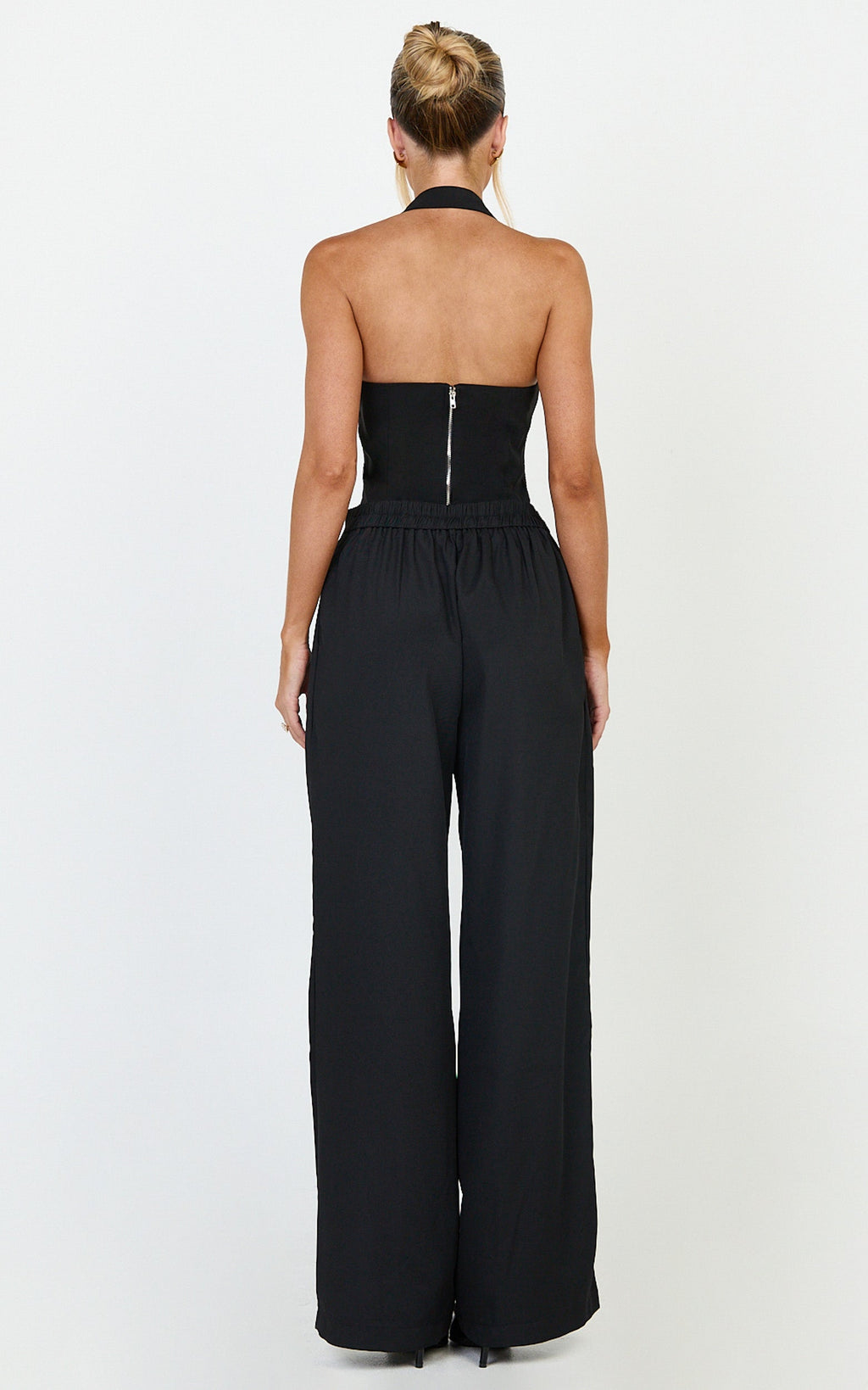 Tessa Pants - Elastic Back Pull On Tailored Pants in Black
