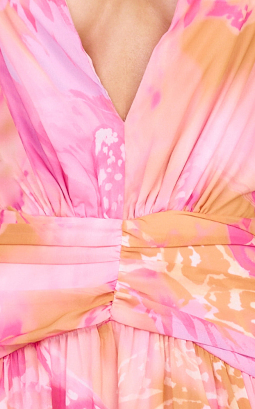 Nova Maxi Dress - Plunge Neckline Backless Georgette Dress in Hot House Orchid Print