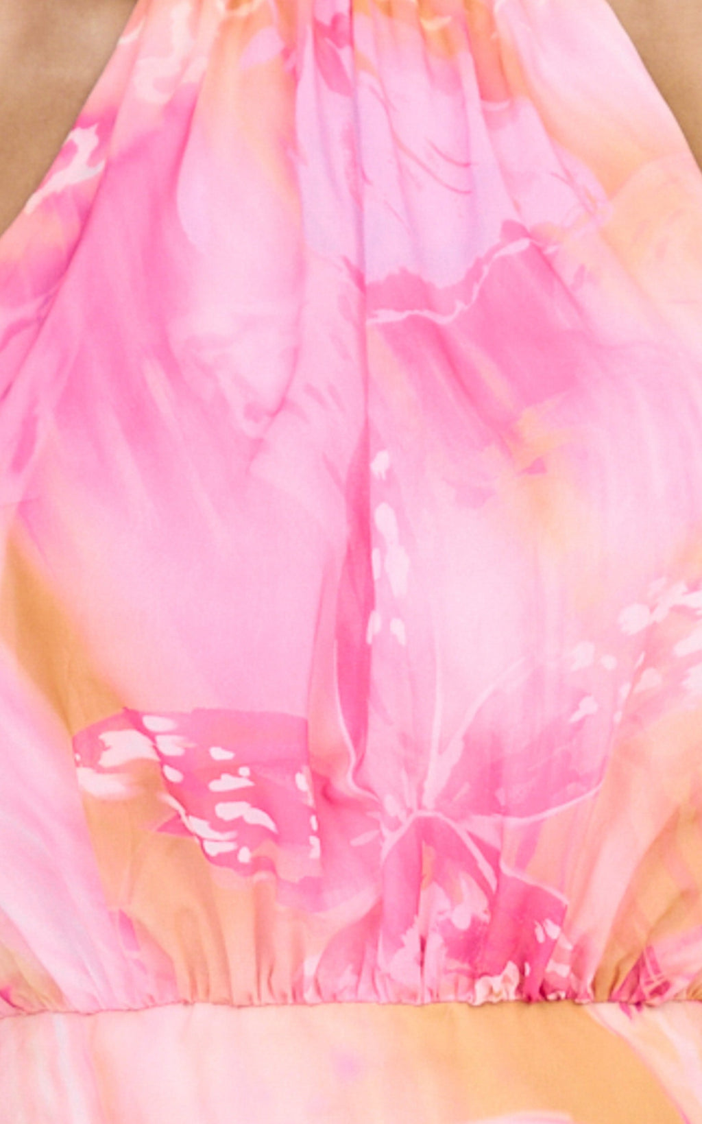 Nova Top - High Neck Georgette Top in Hot House Orchid Print