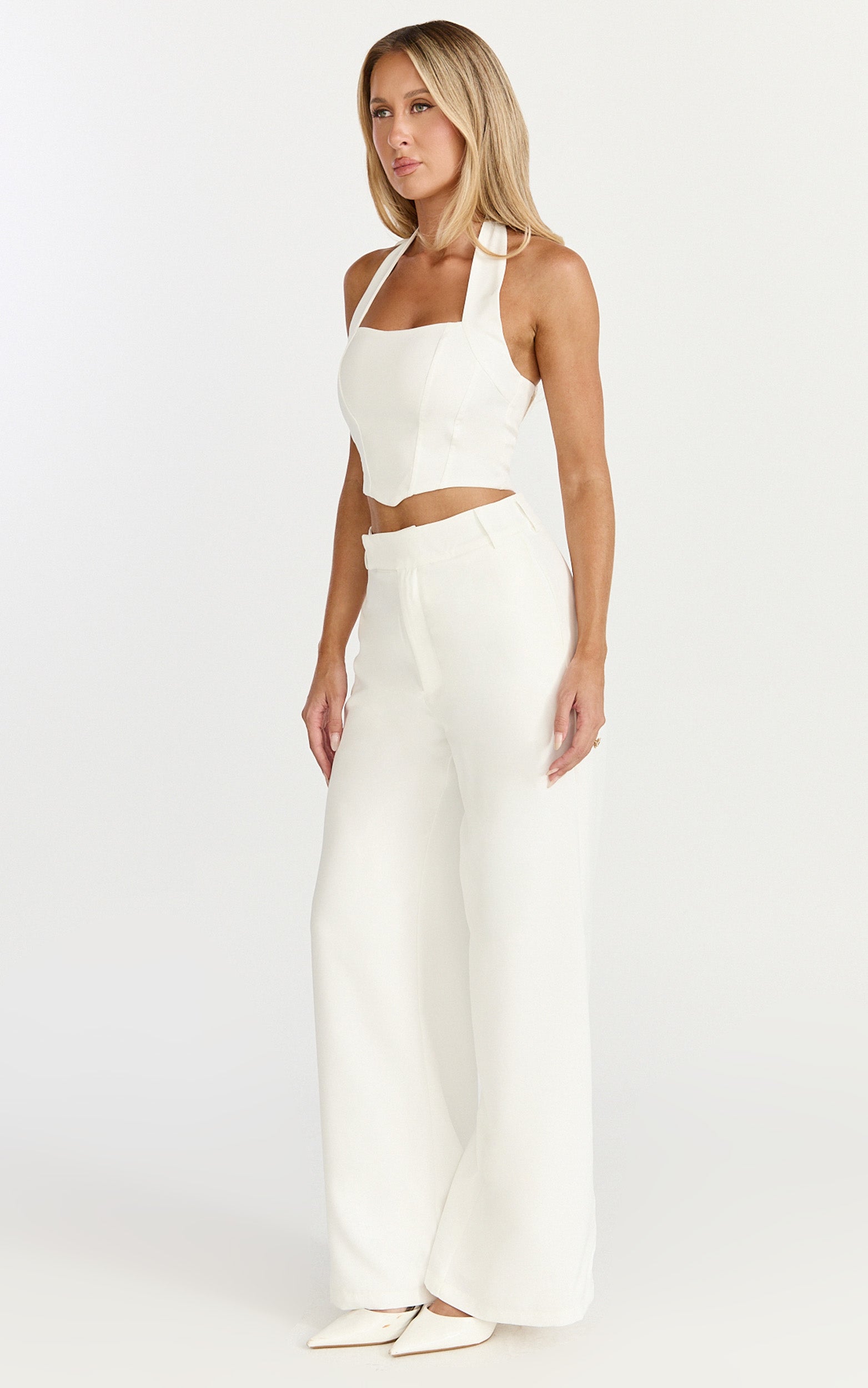 Karina Top - Halter Neck Princess Panel Top in Cream