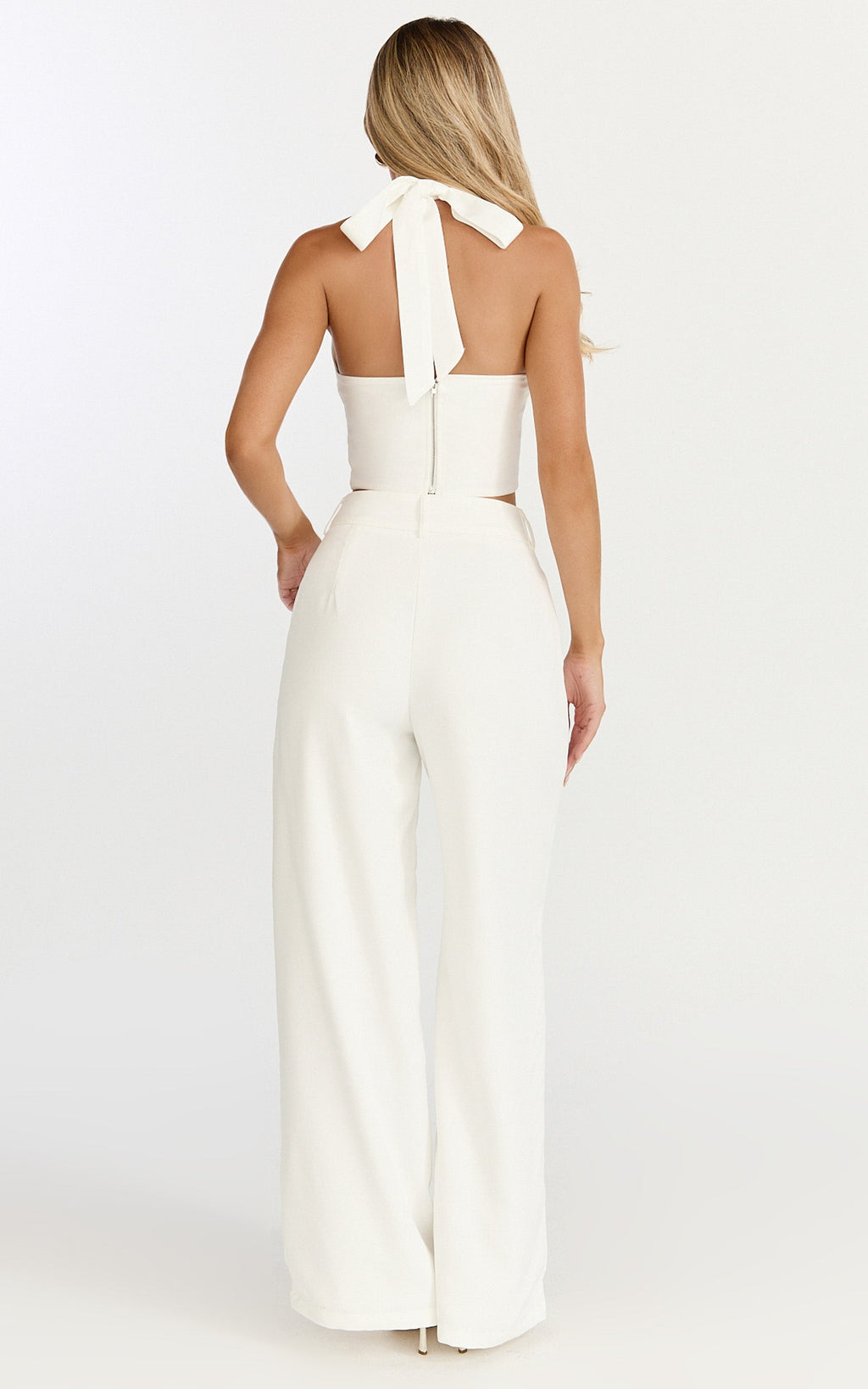 Karina Pants - High Waist Wide Leg Pants in Cream