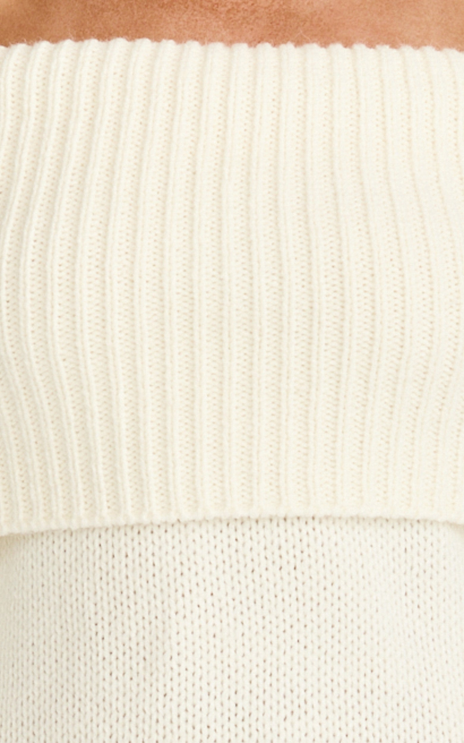 Erin Mini Dress - Cable Knit Off Shoulder Long Sleeve Dress in Cream