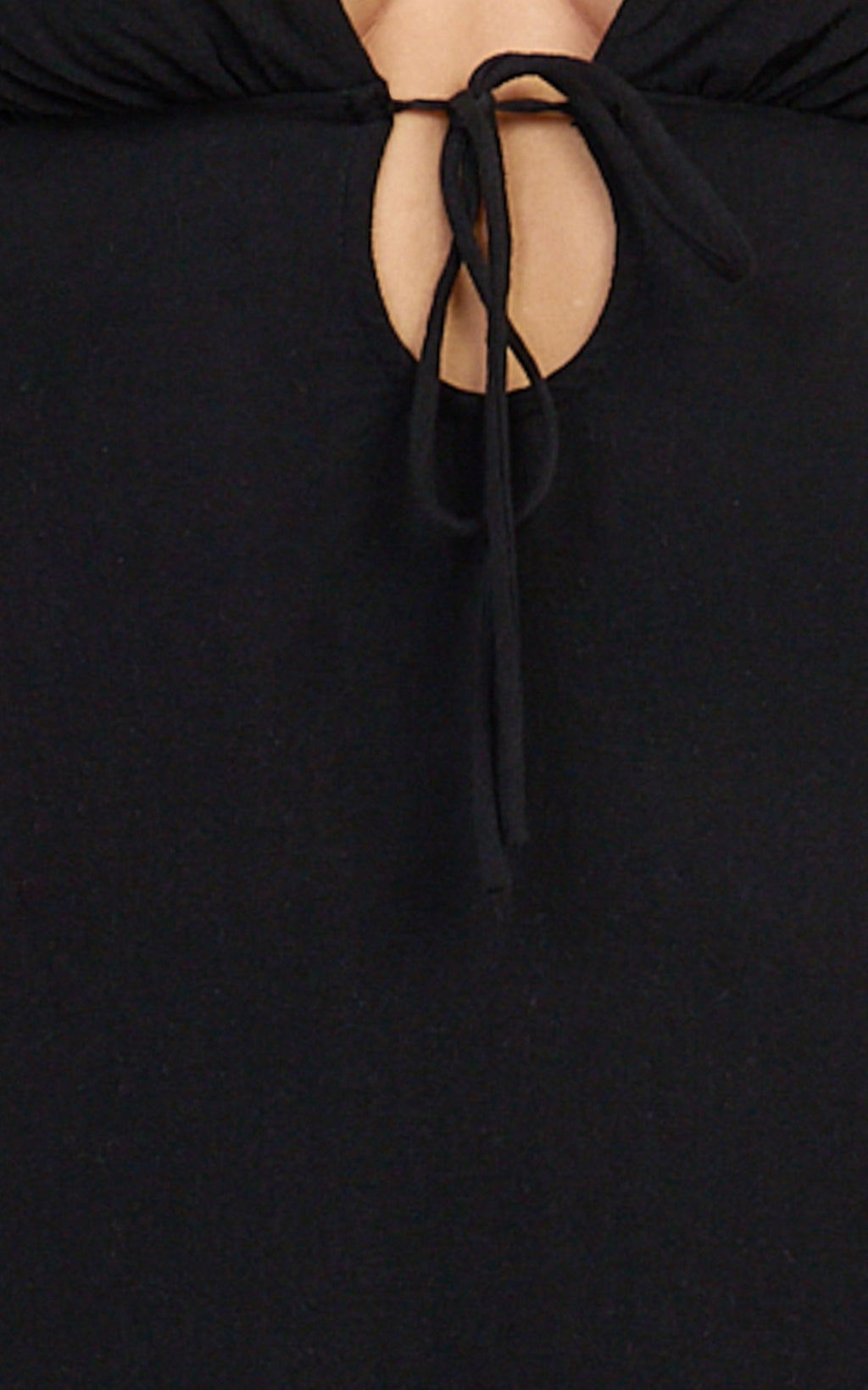 Silvena Midi Dress - Plunge Neckline Tie Front A Line Dress in Black