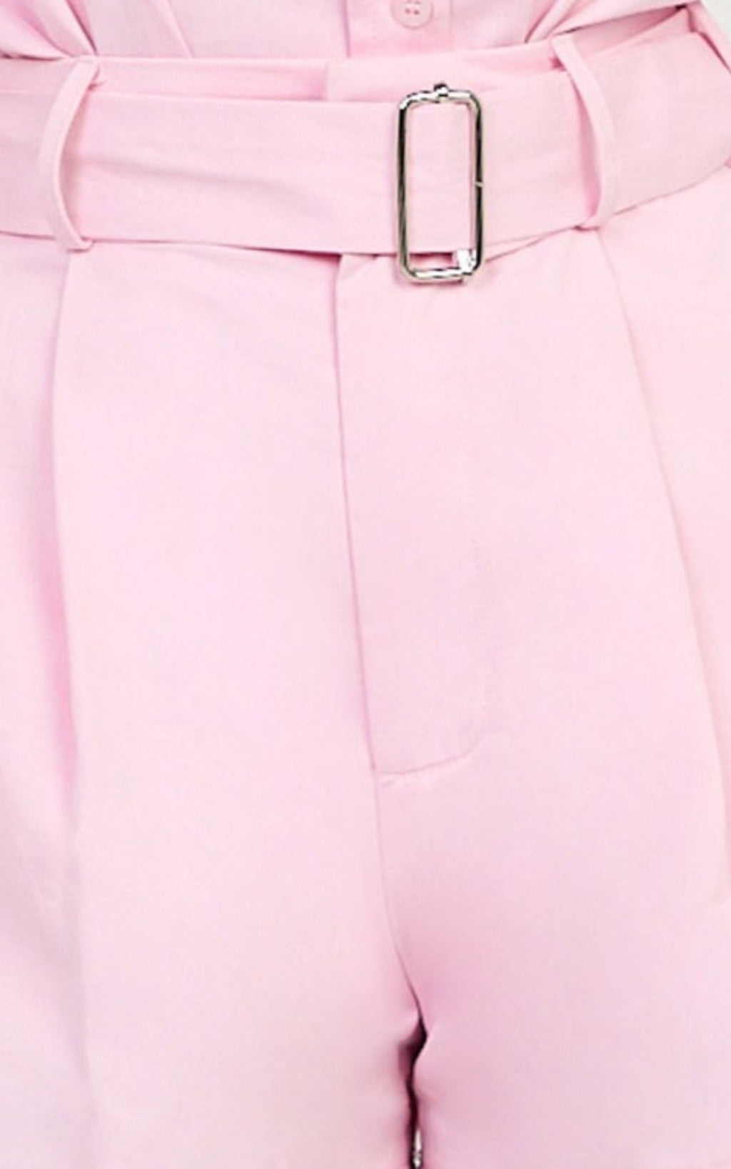 Violet Shorts - High Waist Belted Shorts in Pale Pink