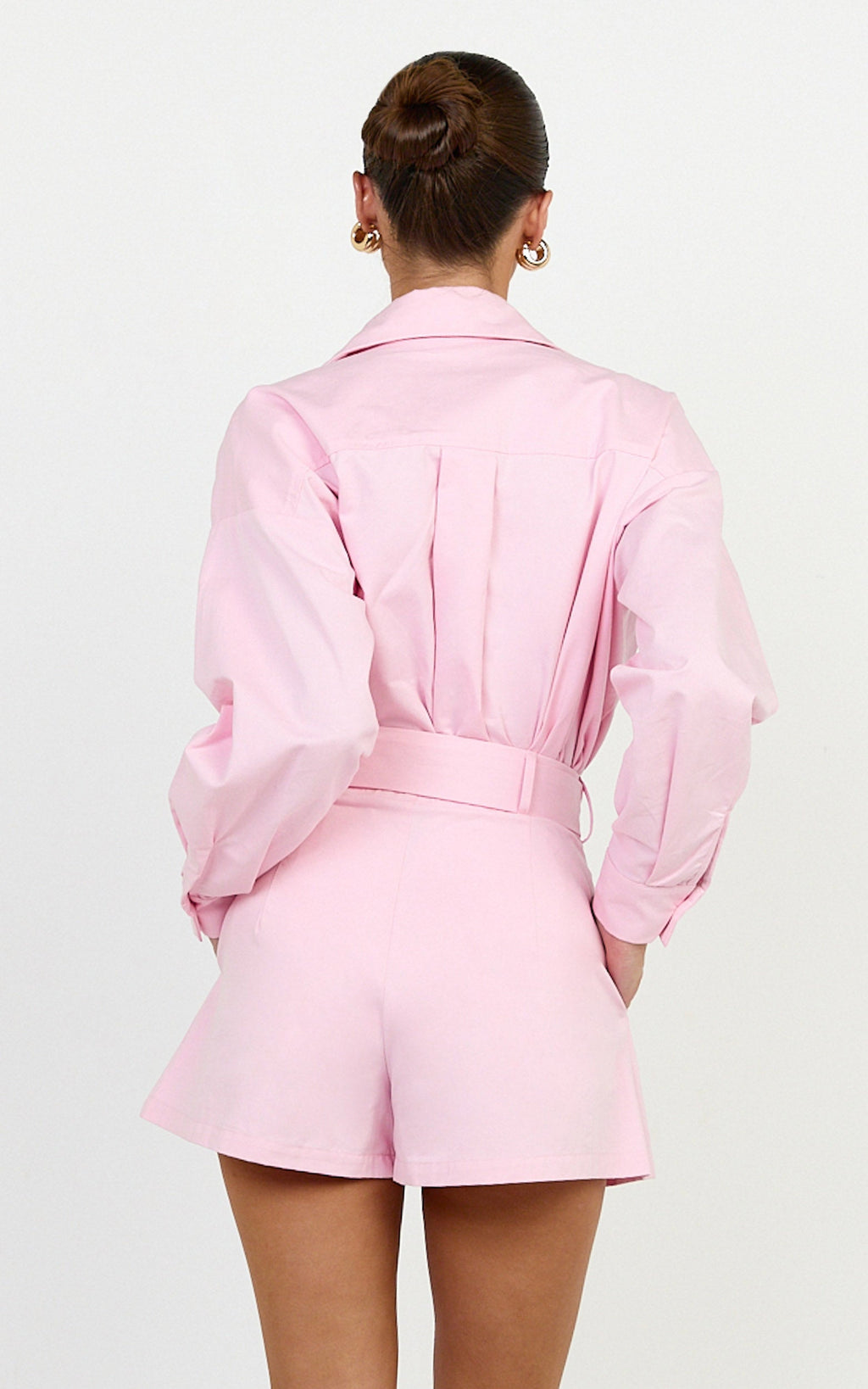 Violet Top  - Button Down Long Sleeve Shirt in Pale Pink