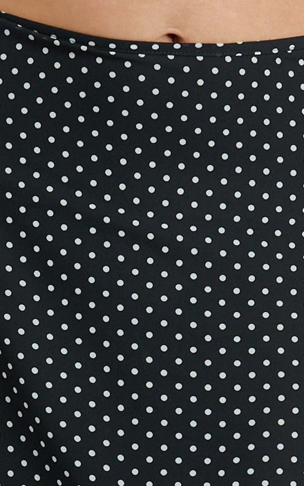 Charlie Midi Skirt - Polka Dot Low Waist Godet Skirt in Black