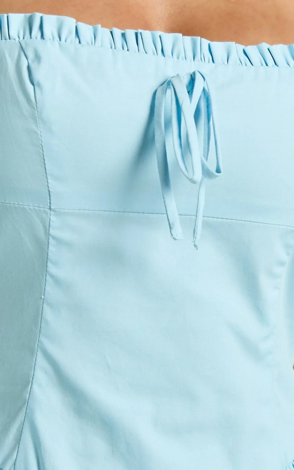 Julianne Mini Dress - Sweetheart Neck Drop Waist Pleated Dress in Light Blue