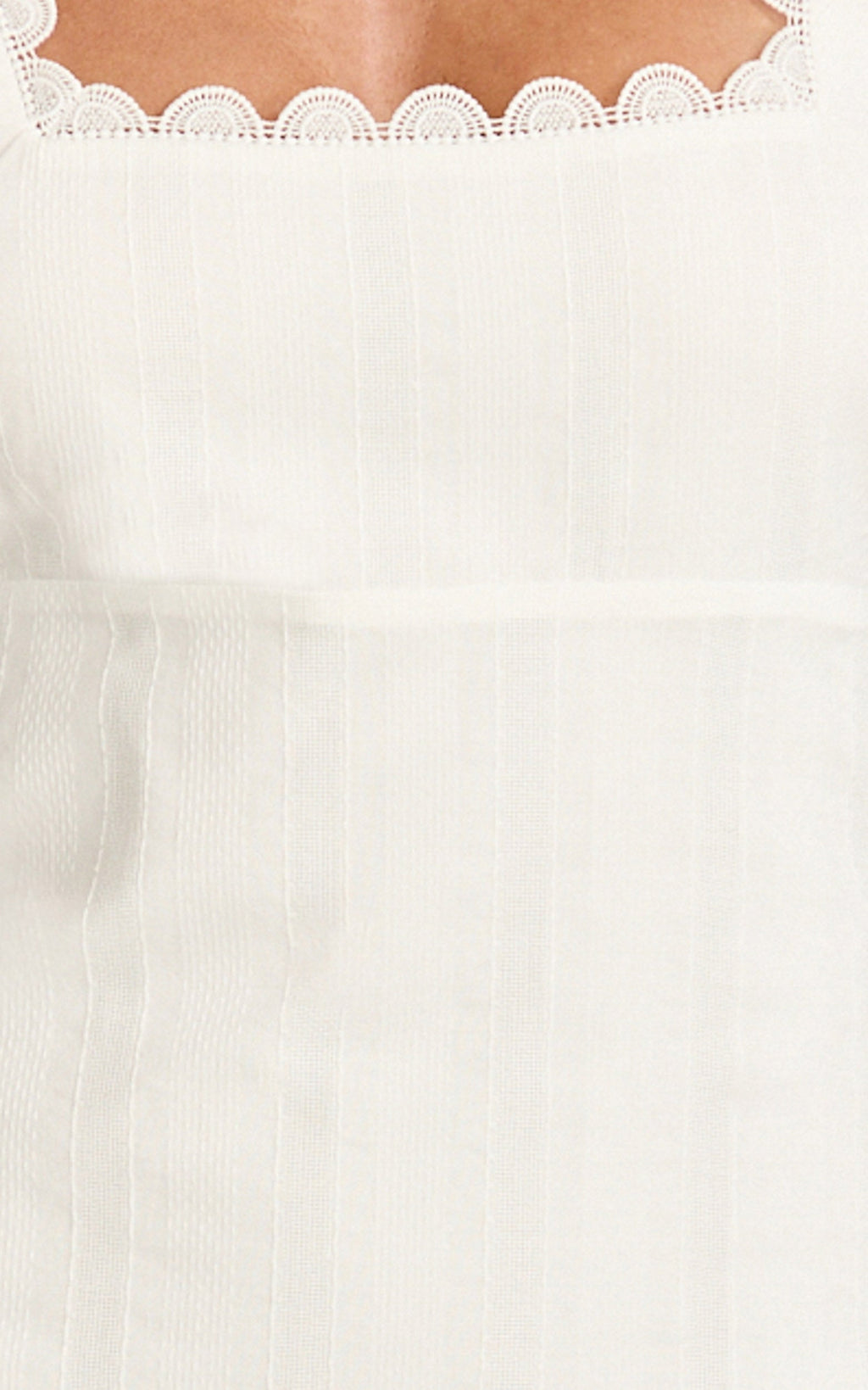 Roxanne Midi Dress - Square Neck Fit And Flare Dress in White