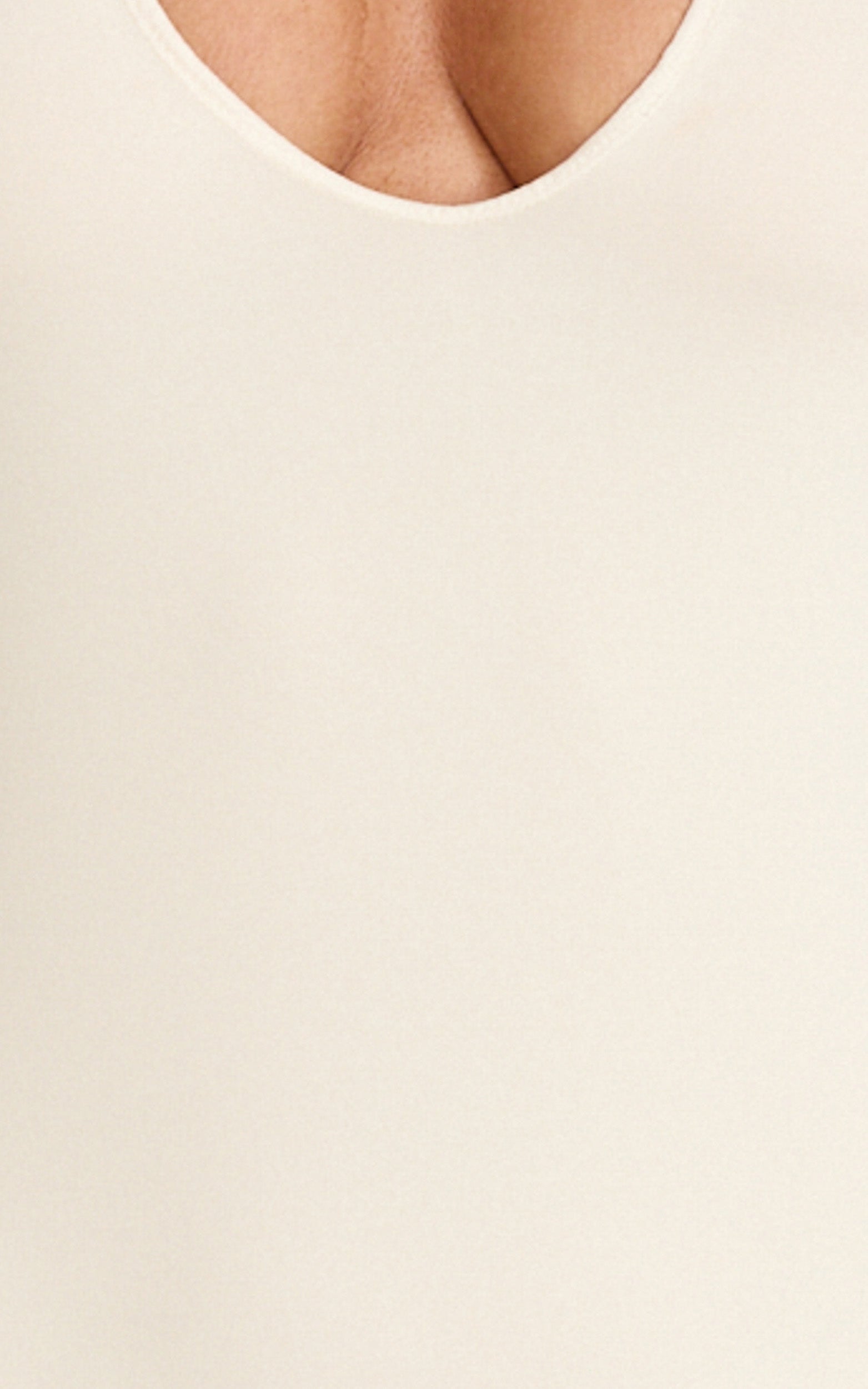 Jade Bodysuit - Deep V Halter Neck Tie Back High Leg Bodysuit in Ivory