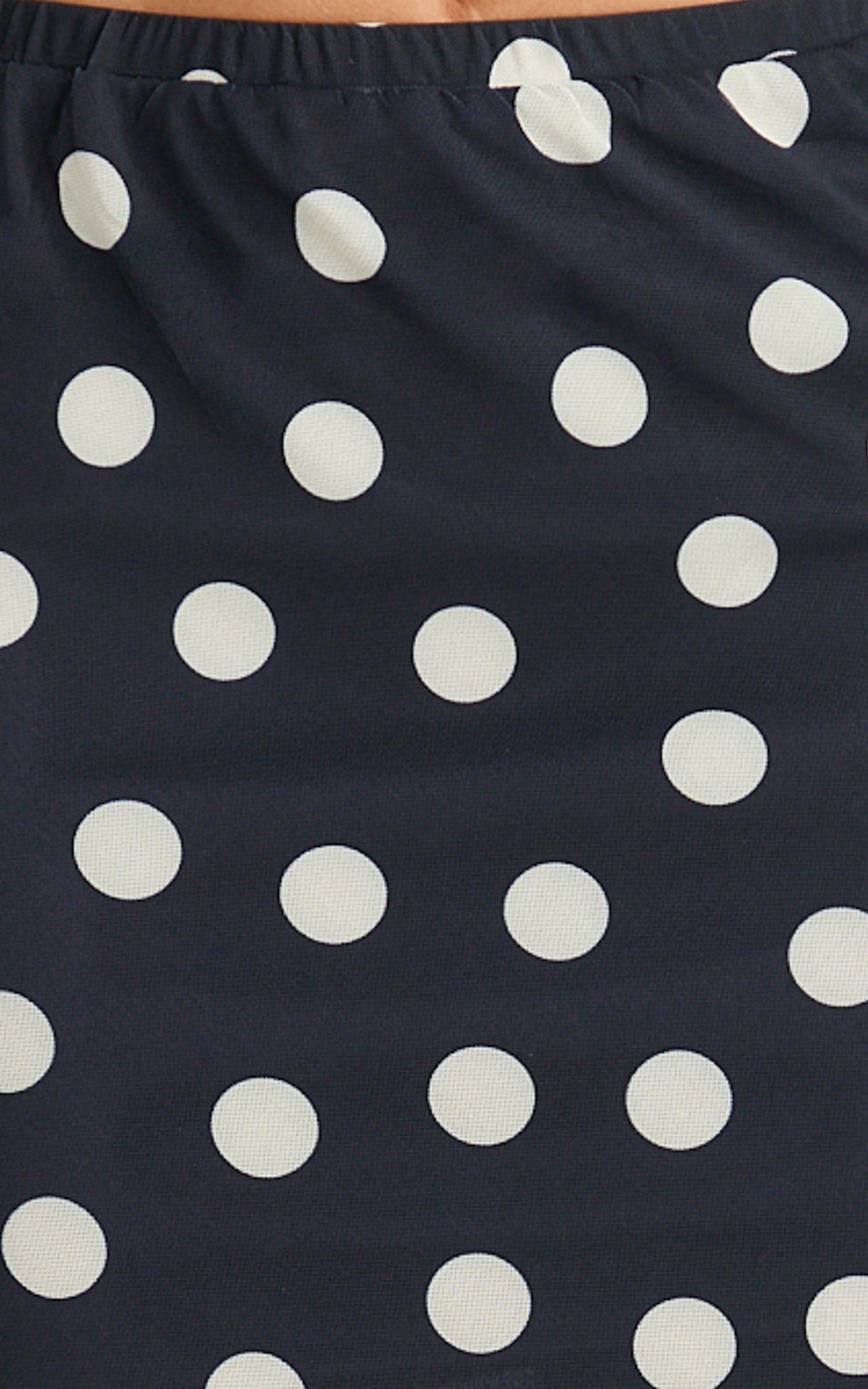 Ella Midi Skirt - Sheer Layered Skirt in Navy Polka Dot
