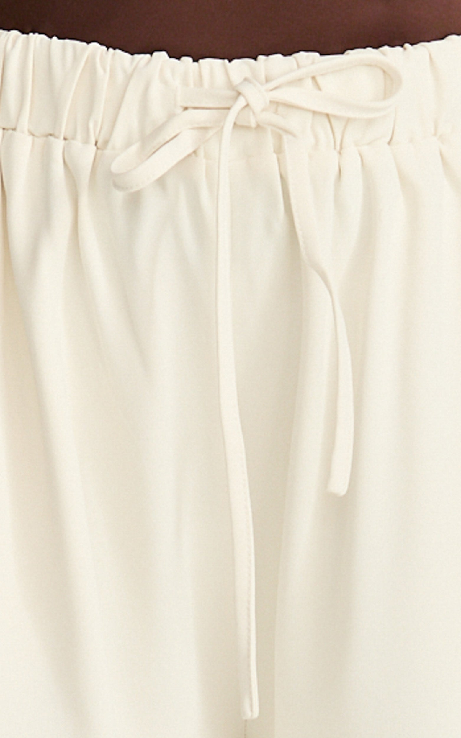 Nicole Pants - High Waist Elasticated Gathered Waist Wide Leg Pants in Cream