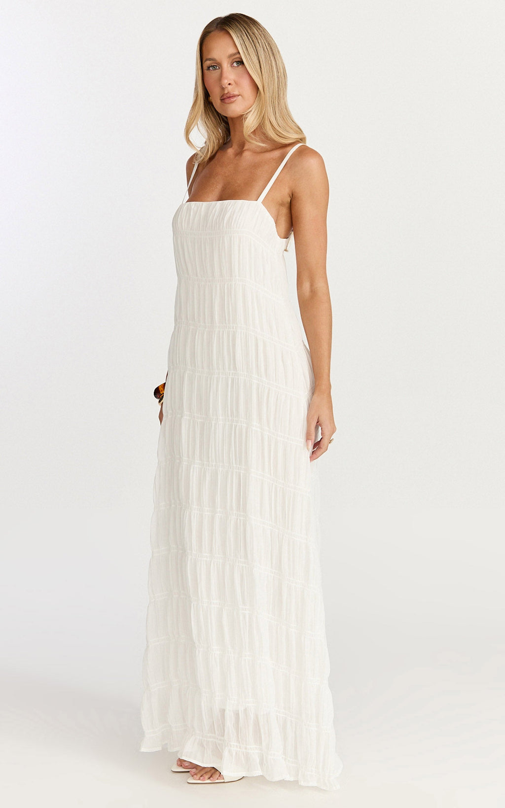Cleo Maxi Dress - Textured Detail Dress in Cream