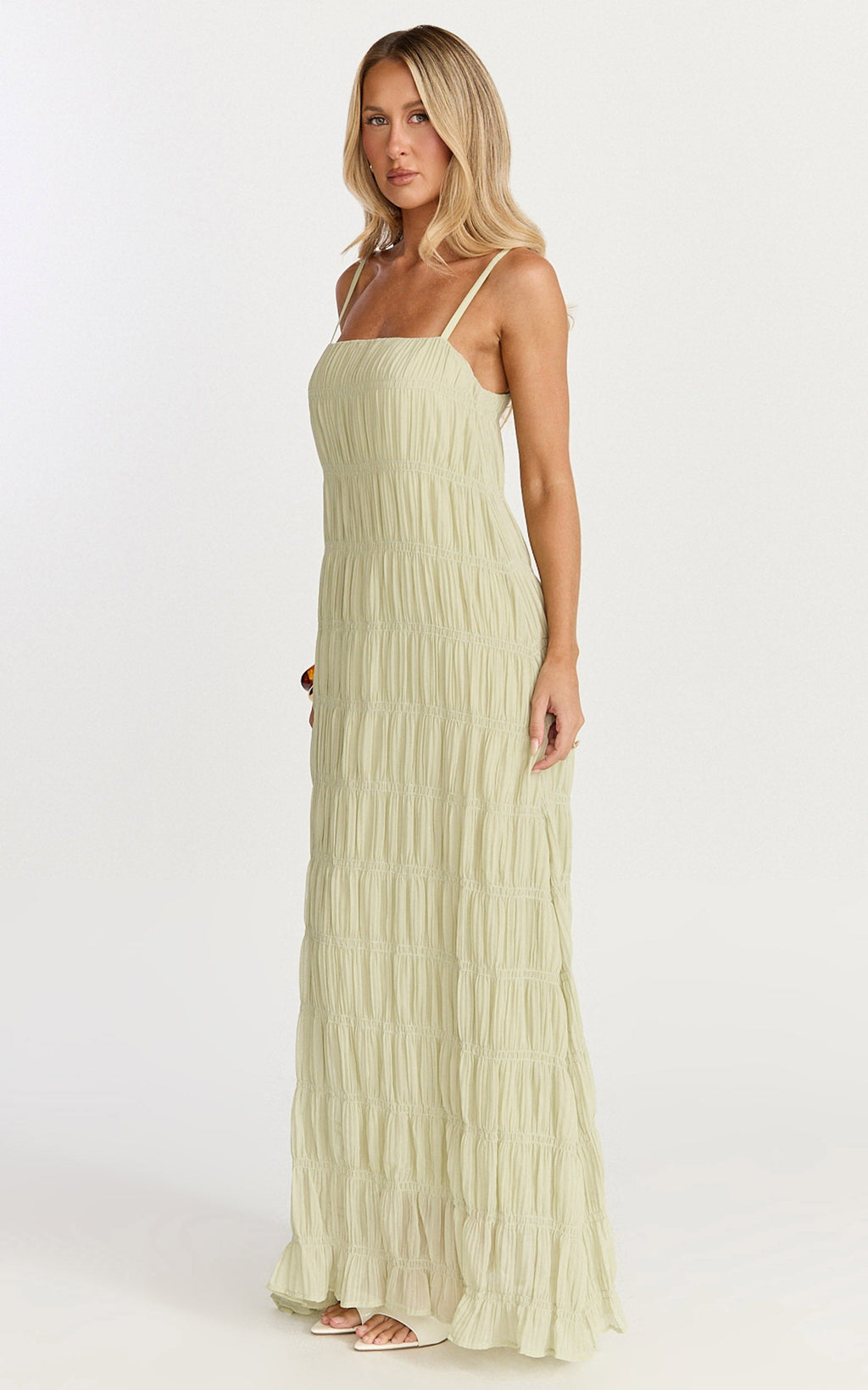 Cleo Maxi Dress - Textured Detail Dress in Sage