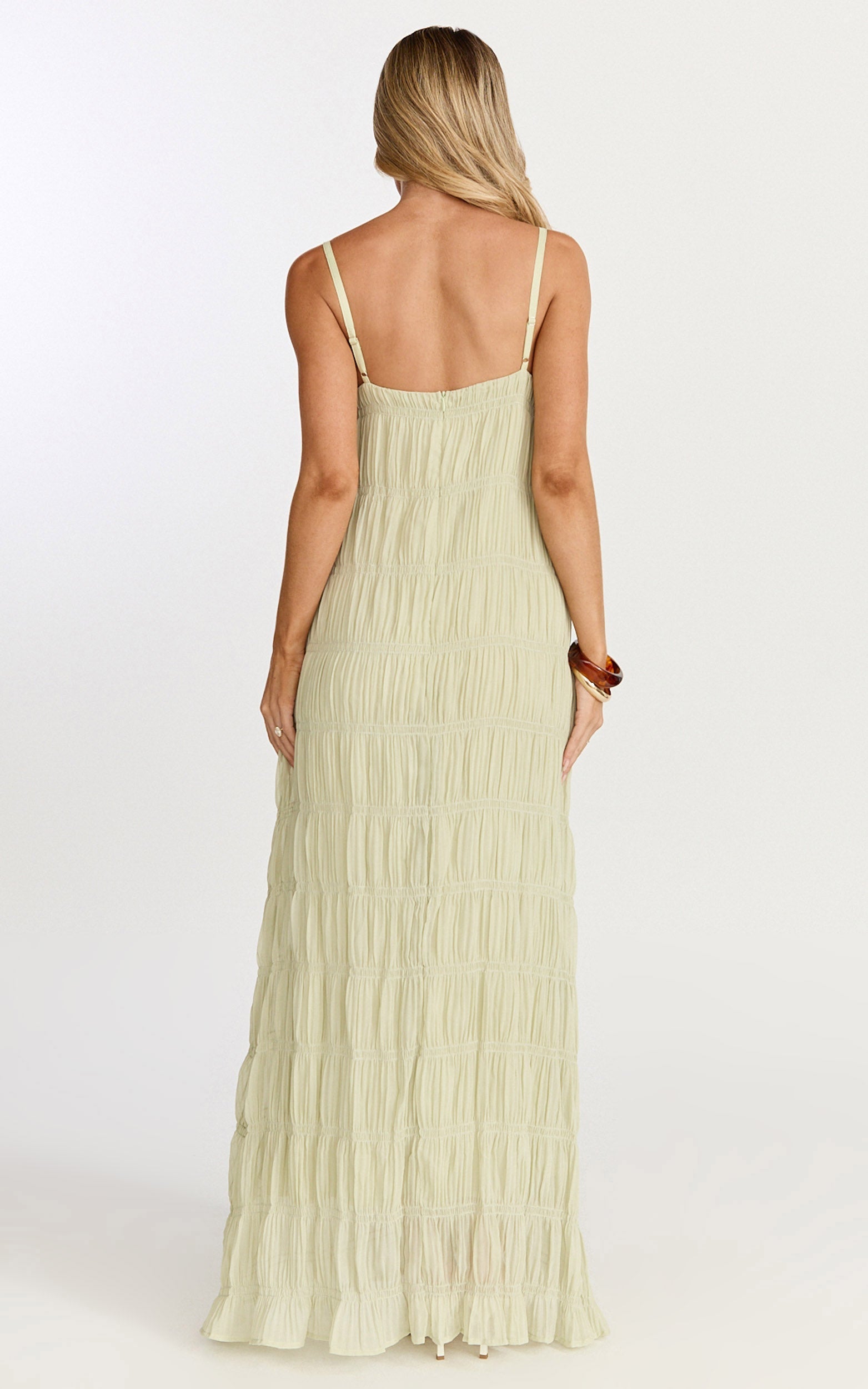 Cleo Maxi Dress - Textured Detail Dress in Sage