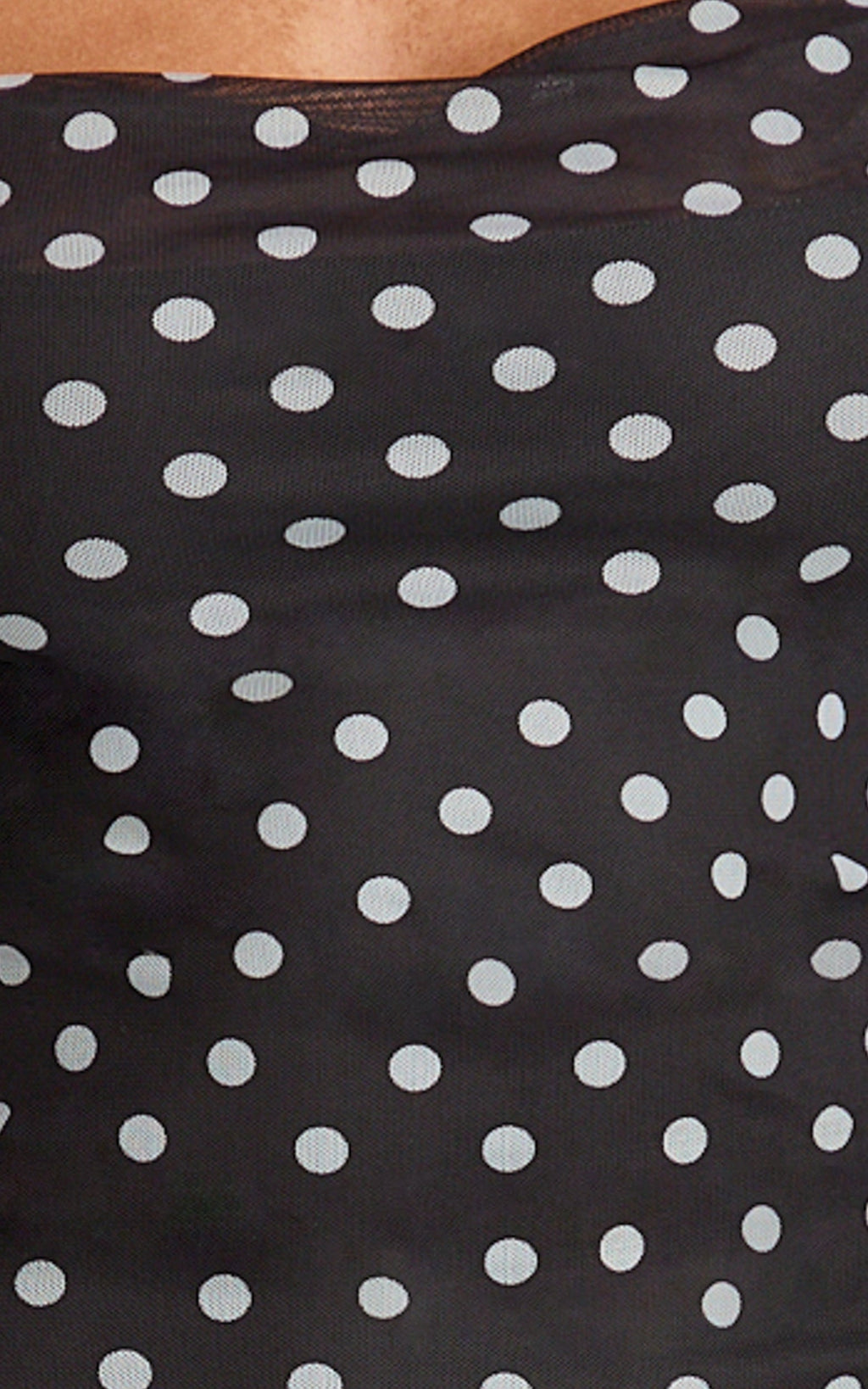 Rosha Midi Dress - Ruffle Strap Dress in Black Polkadot