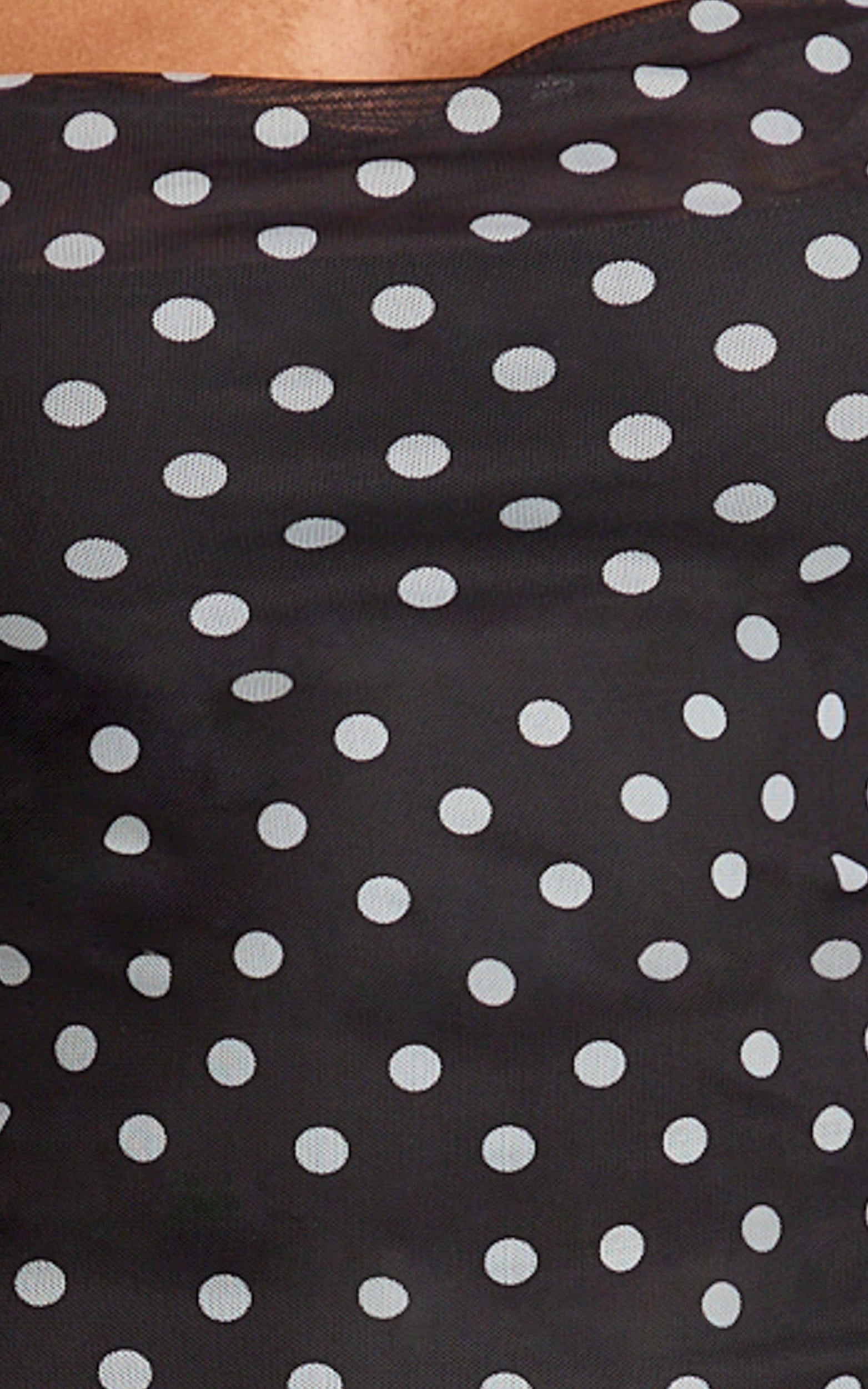 Rosha Midi Dress - Ruffle Strap Dress in Black Polkadot