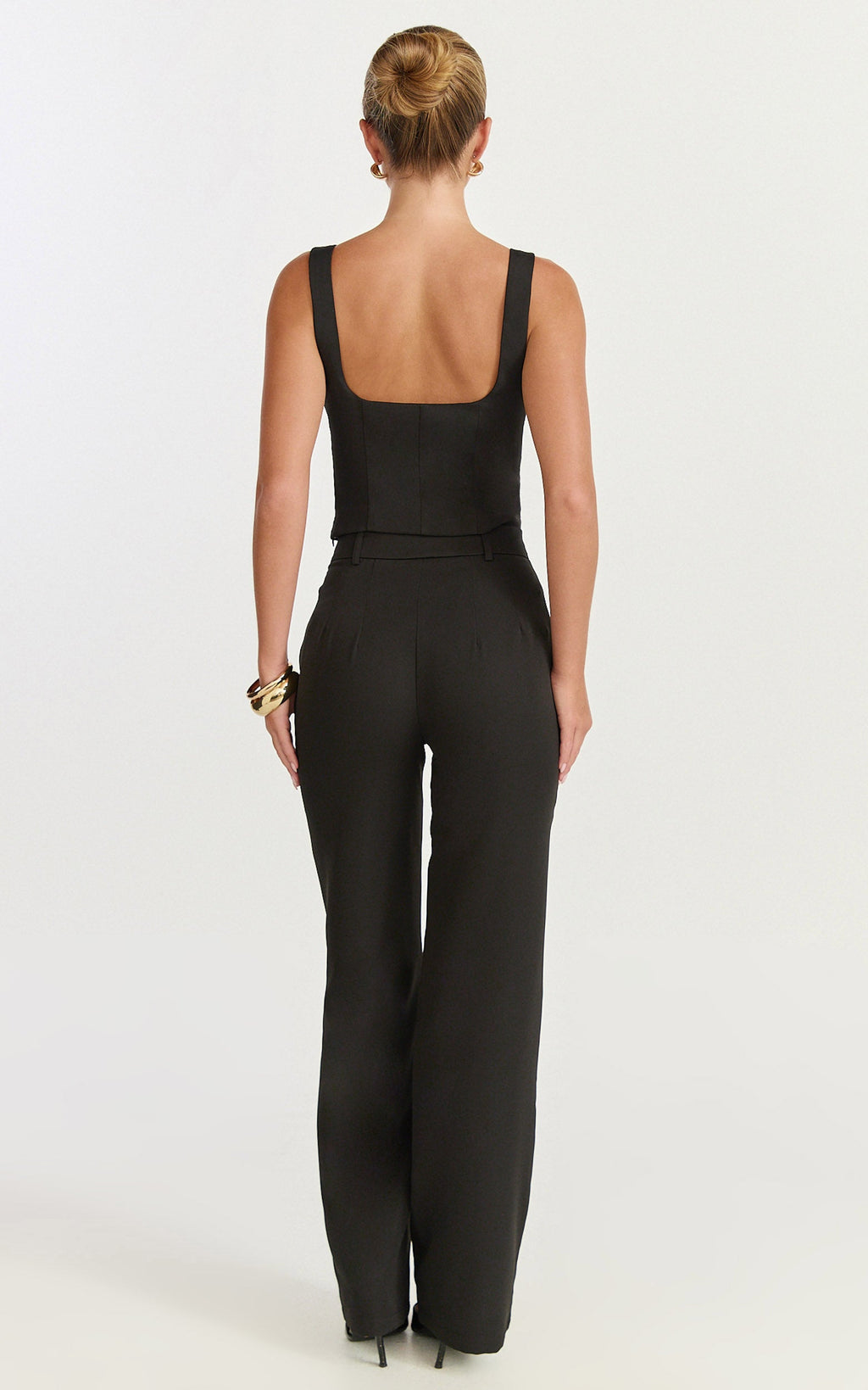 Isla Pants - Mid Waisted Straight Leg Tailored Pants in Black