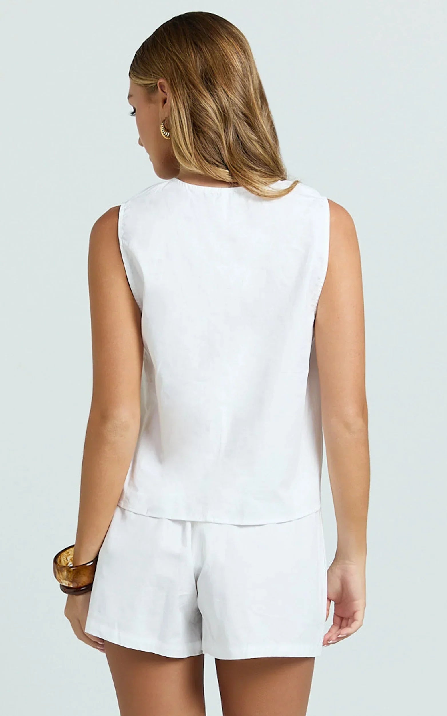 Ruby Two Piece Sets - Cotton Shell Top and Short Set in White