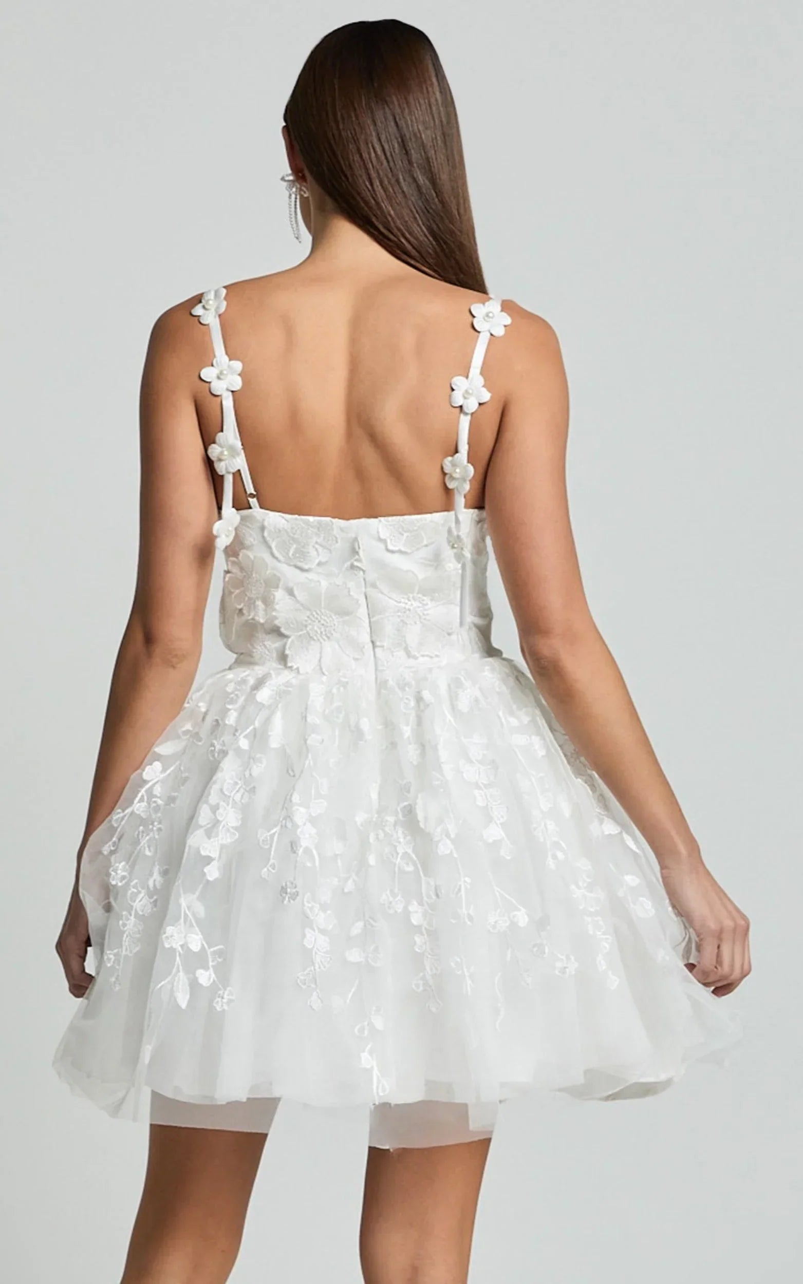 Everheart Mini Dress - Sweetheart Bustier Lace Dress in White