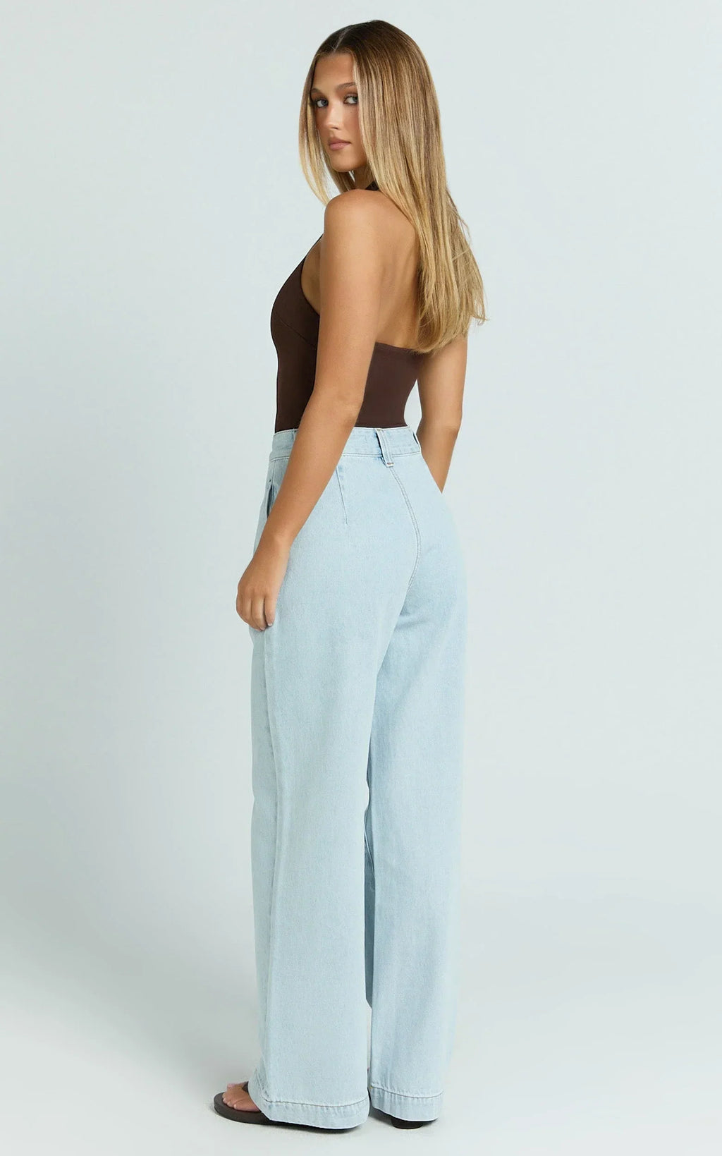 Fergie Jeans - Denim High Waisted Straight Leg Denim Jeans in Light Blue