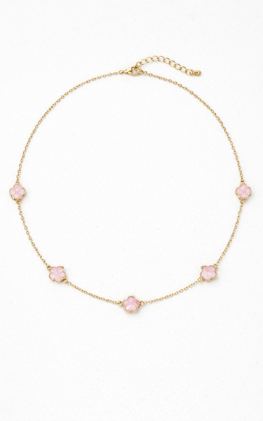 Britt Necklace - Multi Clover Pendant Necklace in Gold/Pink