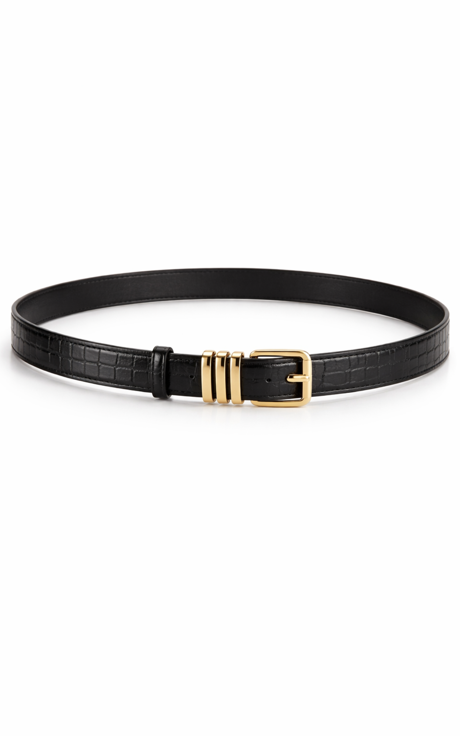 Gianelli Belt - Croc Belt in Black
