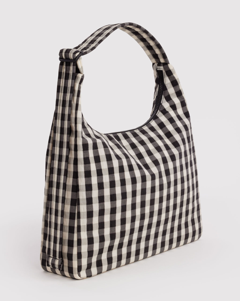 Nylon Shoulder Bag - Black and Cream Gingham - image 3