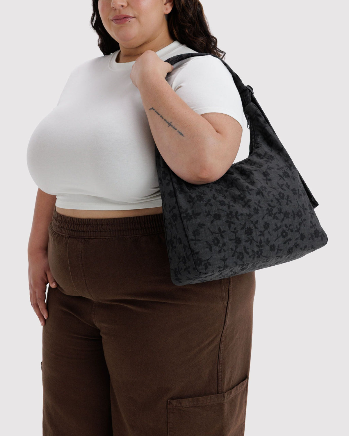 Nylon Shoulder Bag - Charcoal Ditsy Floral - image 2
