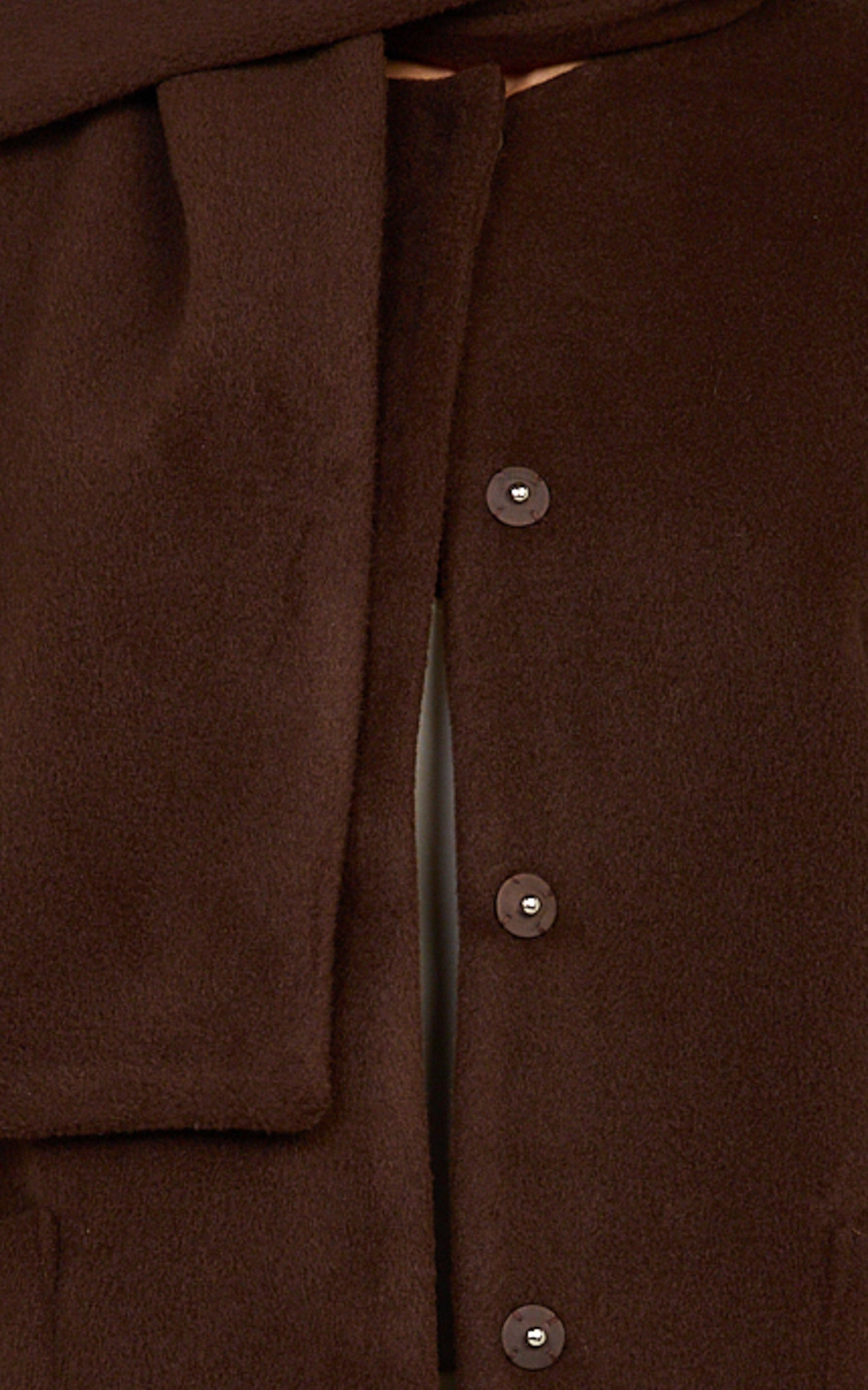 Carys Coat - Oversized Long Sleeve Coat With Neck Scarf in Chocolate