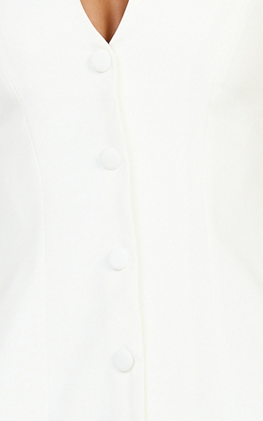 Jacinta Mini Dress - Sleeveless Button Front Tulip Dress in Off White