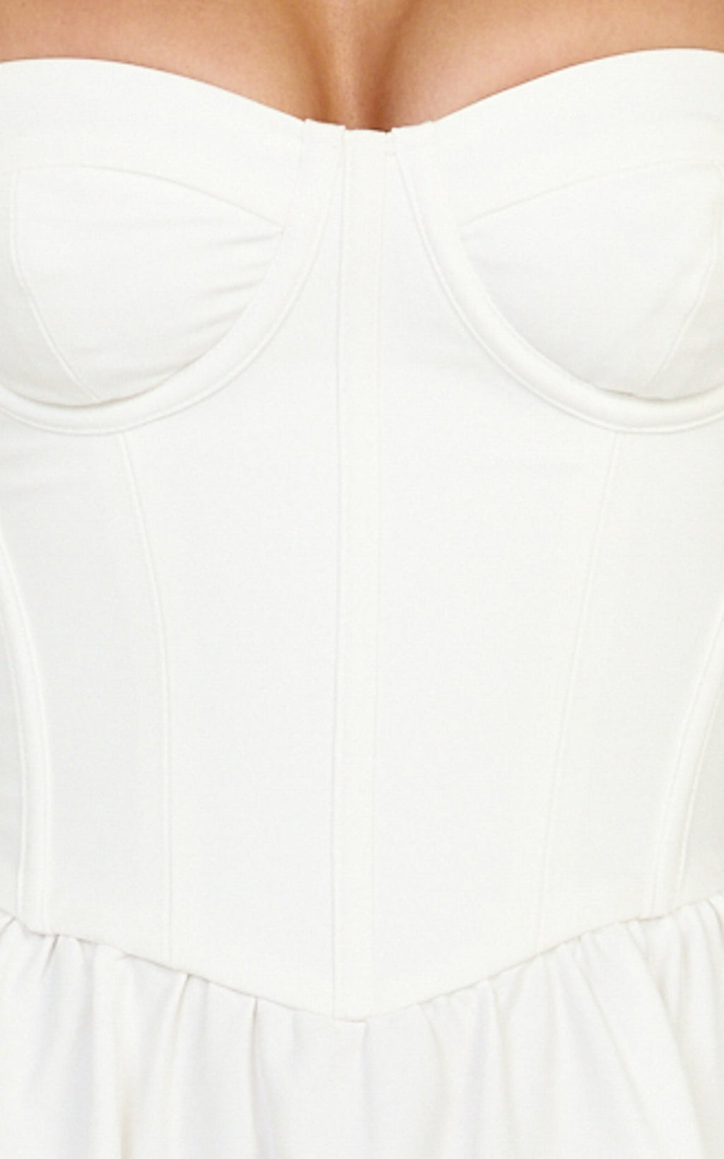 Seren Midi Dress - Corset Bodice Fit And Flare Dress in White