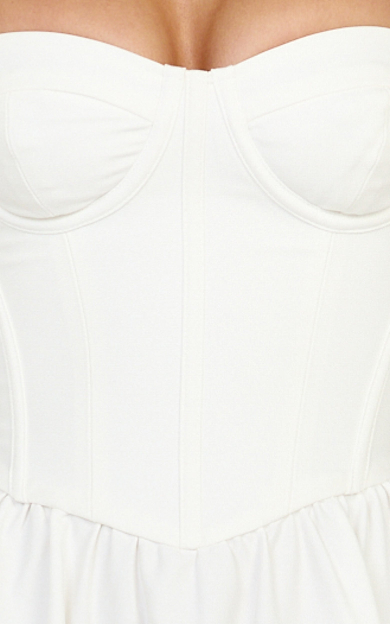 Seren Midi Dress - Corset Bodice Fit And Flare Dress in White