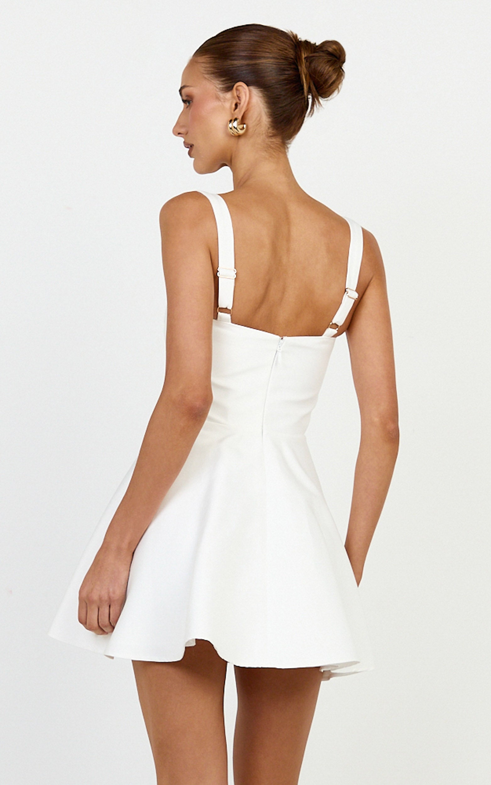 Talia Mini Dress - Scoop Neck Fit And Flare Dres in White