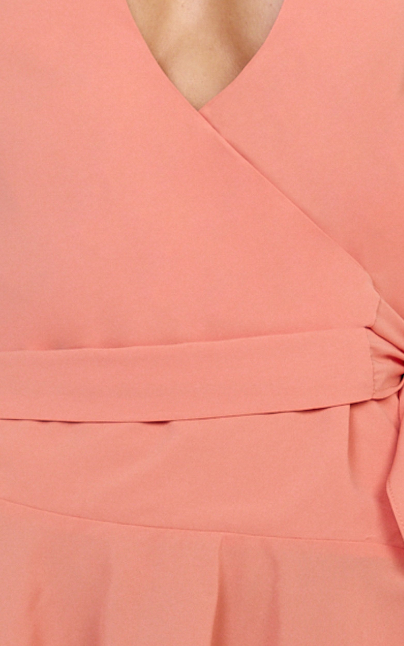 Cove Mini Dress - Halter Neck Backless Sash Detail Dress in Coral