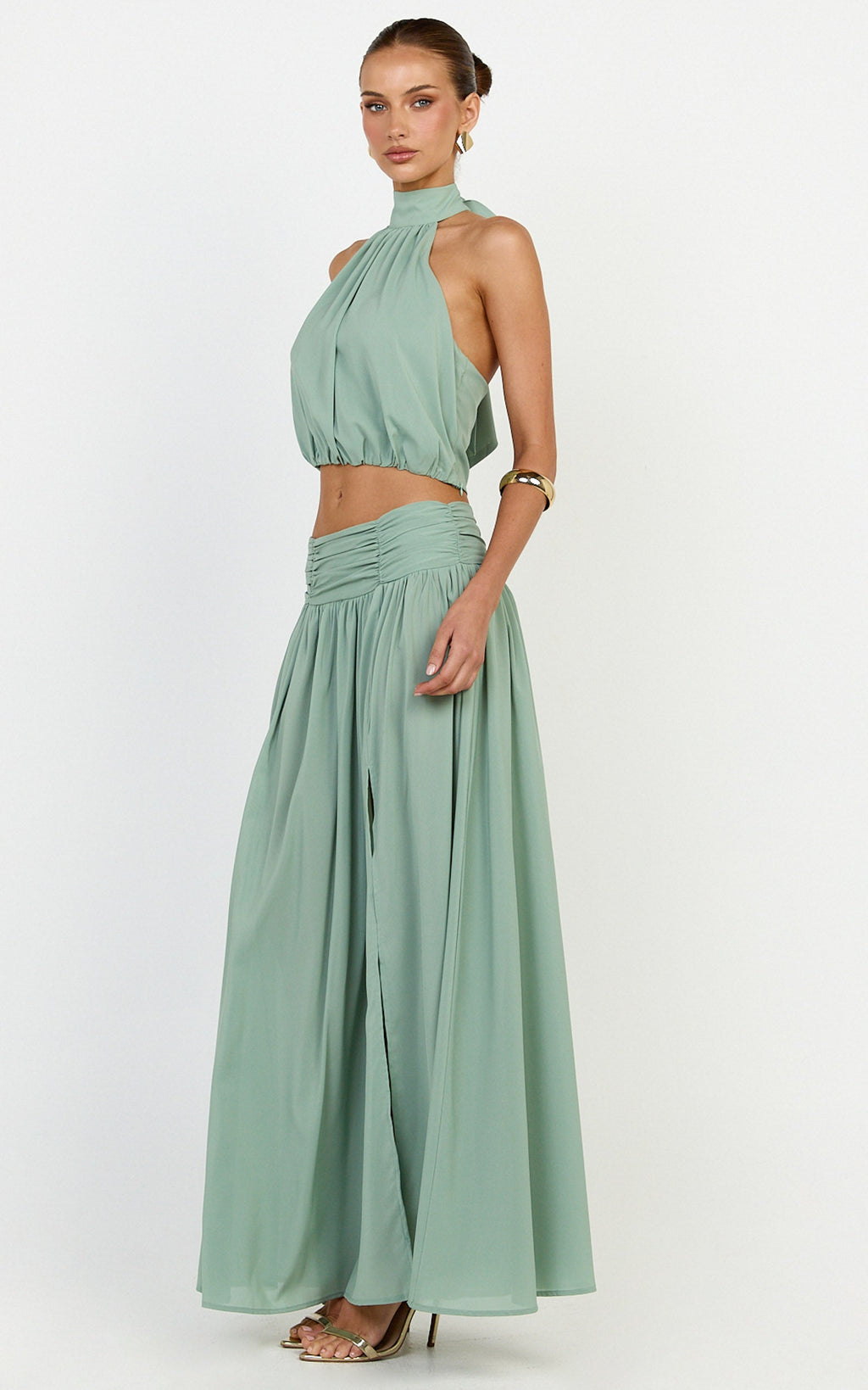 Melanie Top - Halter Neck Top in Green
