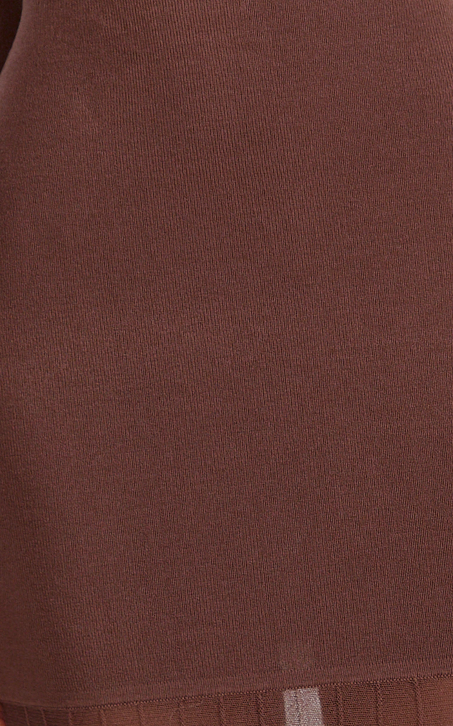 Delphine Maxi Dress - Long Sleeve Knit Sheer Pleated Skirt Maxi Dress in Chocolate