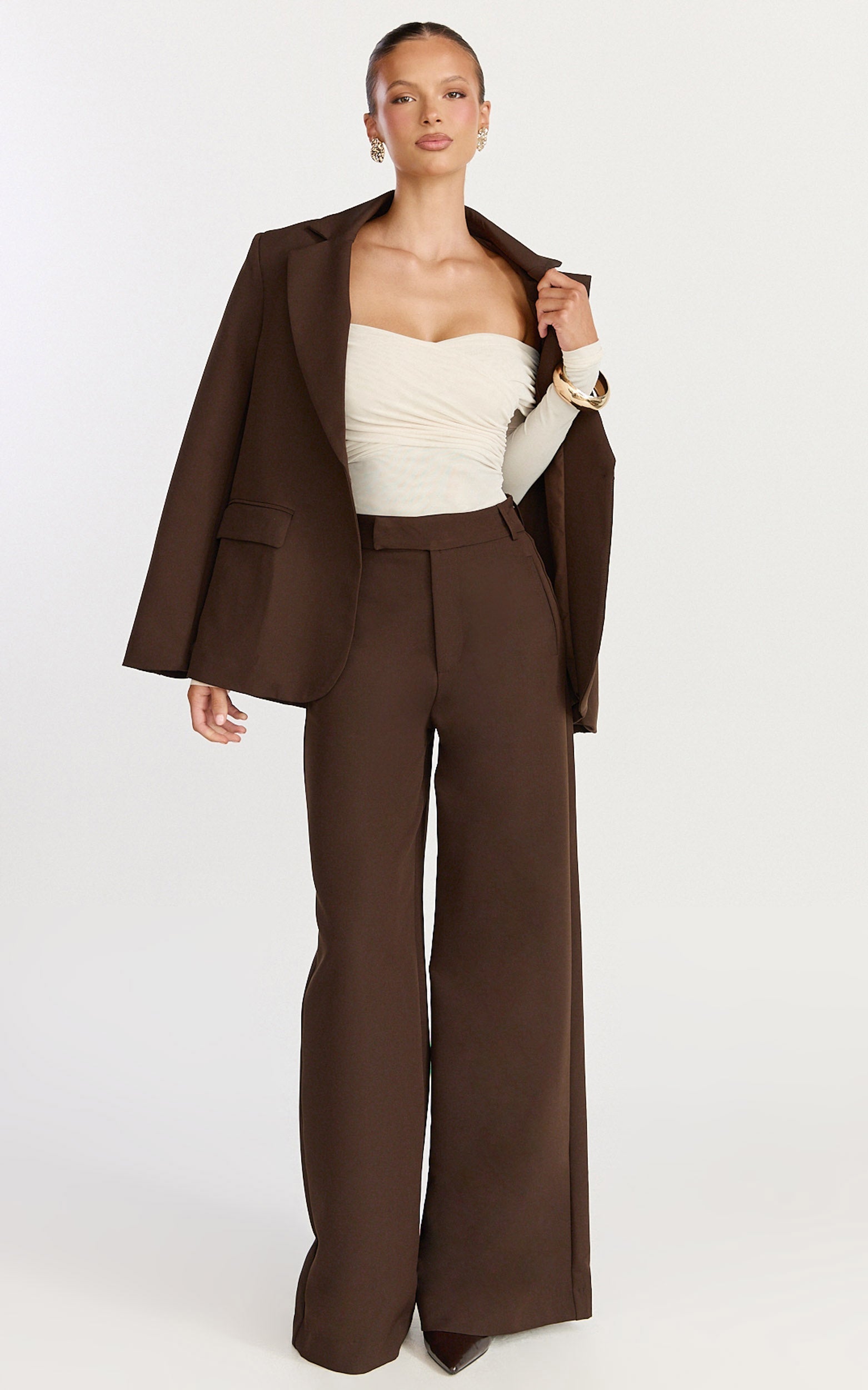 Opal Bodysuit - Long Sleeve Wrapped Off Shoulder Bodysuit in Cream
