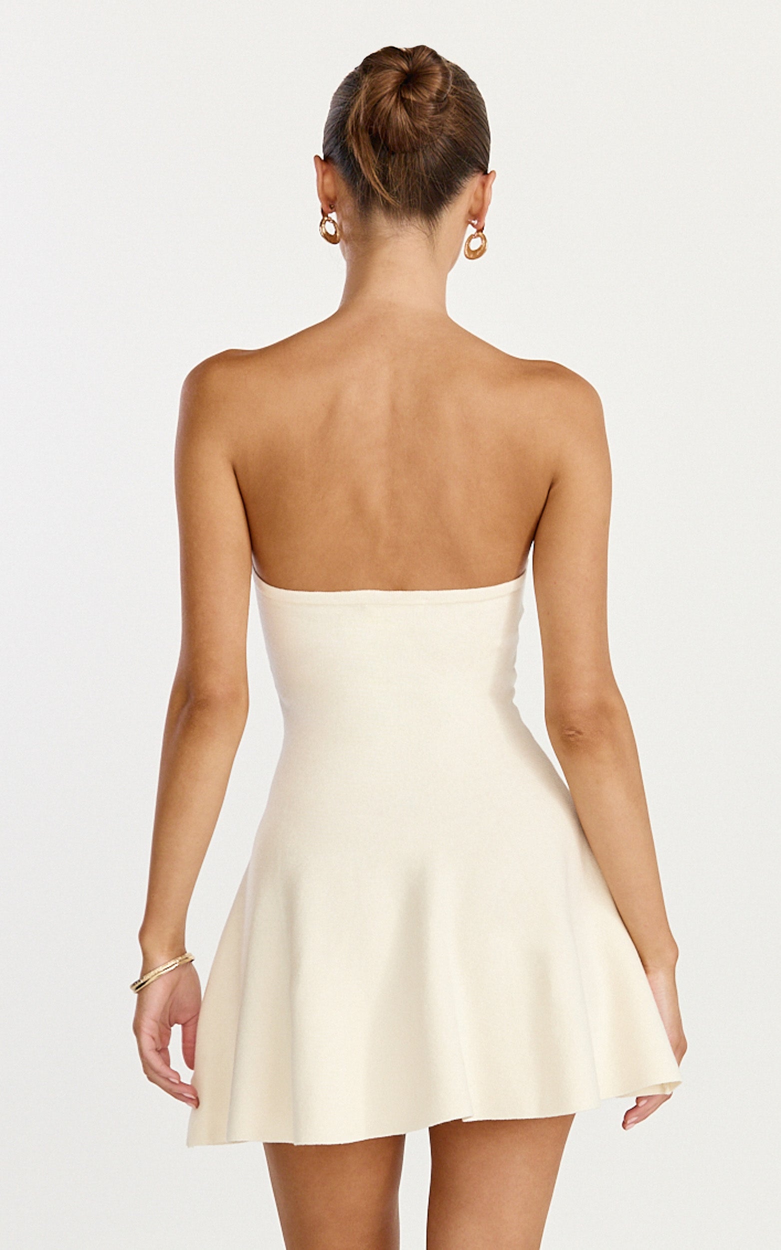 Roselisse Mini Dress - Strapless Sweetheart Fit & Flare Mini Dress in Cream