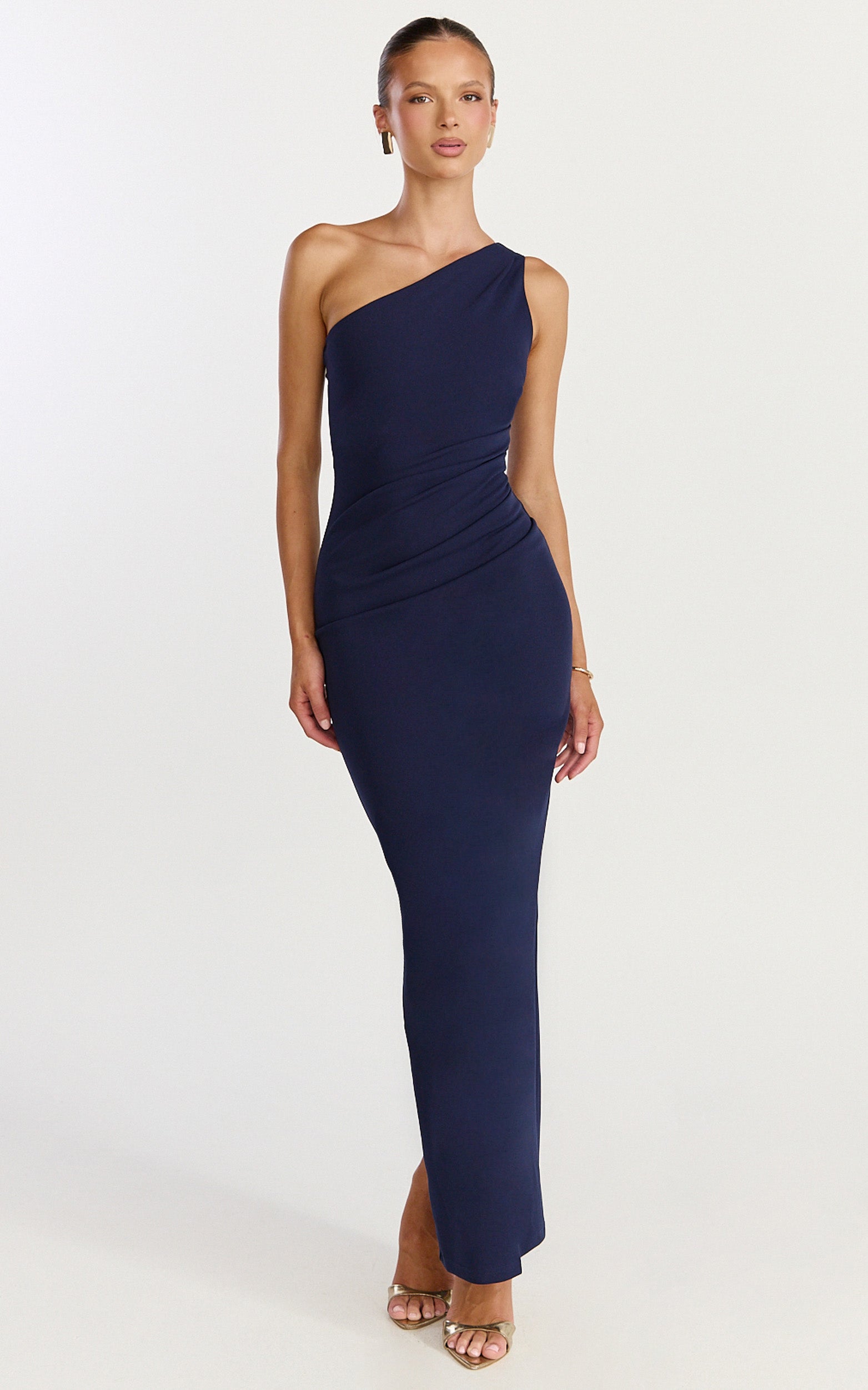 Criselda Maxi Dress - One Shoulder Maxi Dress in Navy