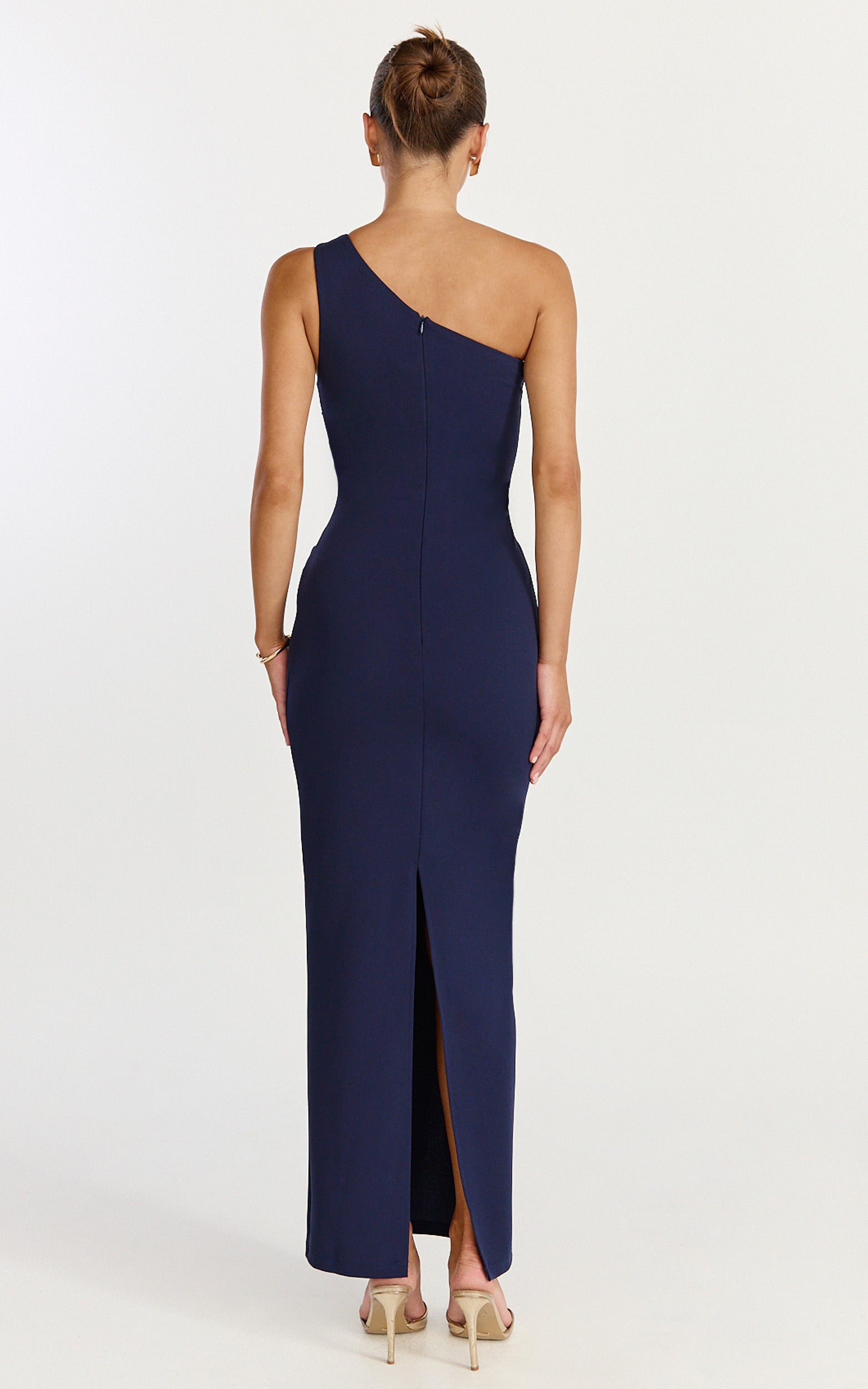 Criselda Maxi Dress - One Shoulder Maxi Dress in Navy