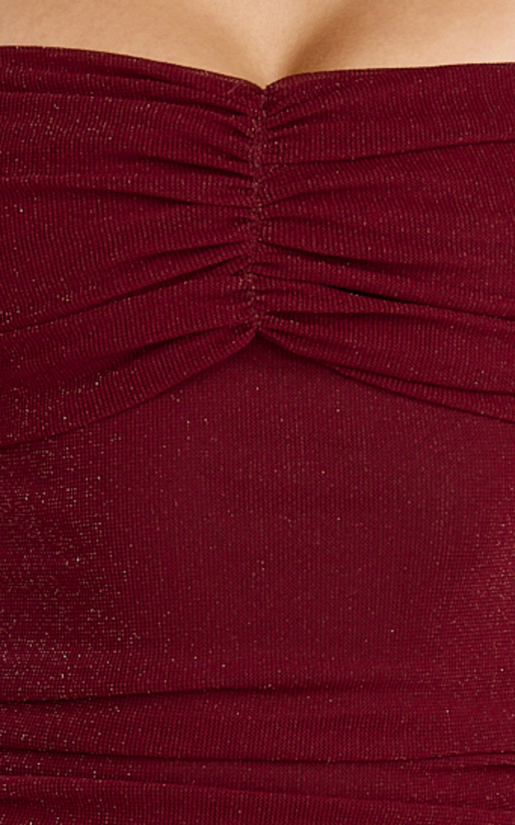 Coraline Mini Dress - Long Sleeve Off Shoulder Lurex Mesh Dress in Wine