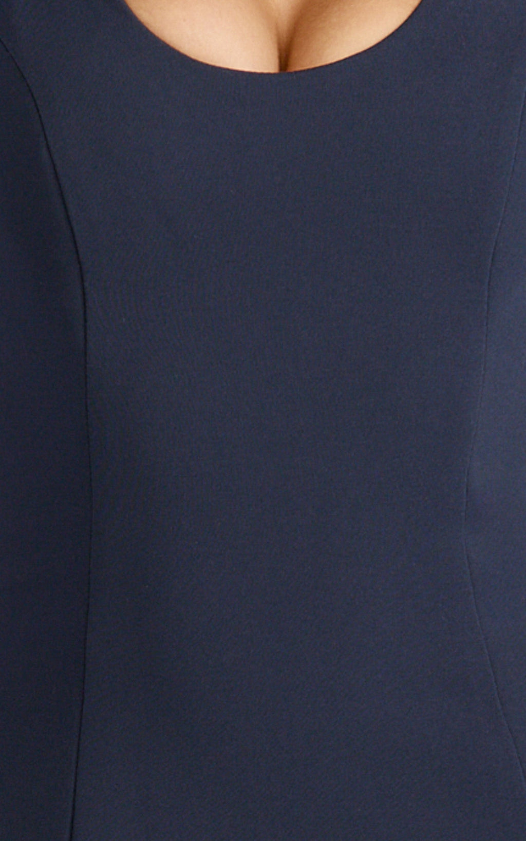 Frances Maxi Dress - Contrast U Neck Godet A Line Dress in Navy