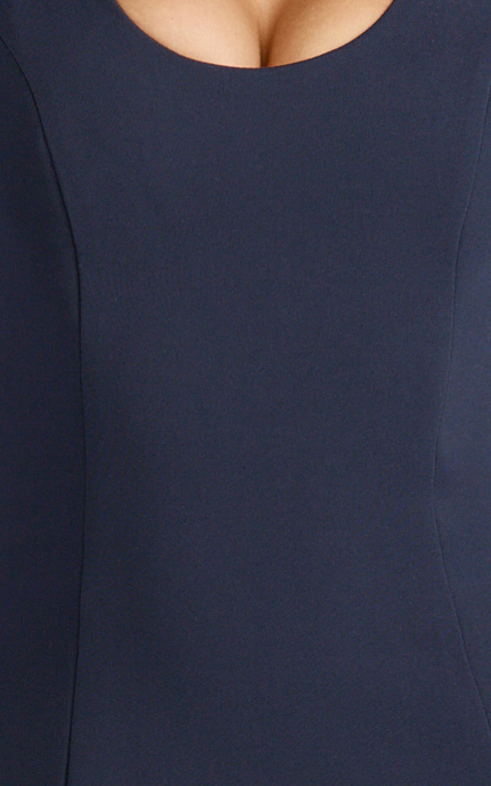Frances Maxi Dress - Contrast U Neck Godet A Line Dress in Navy