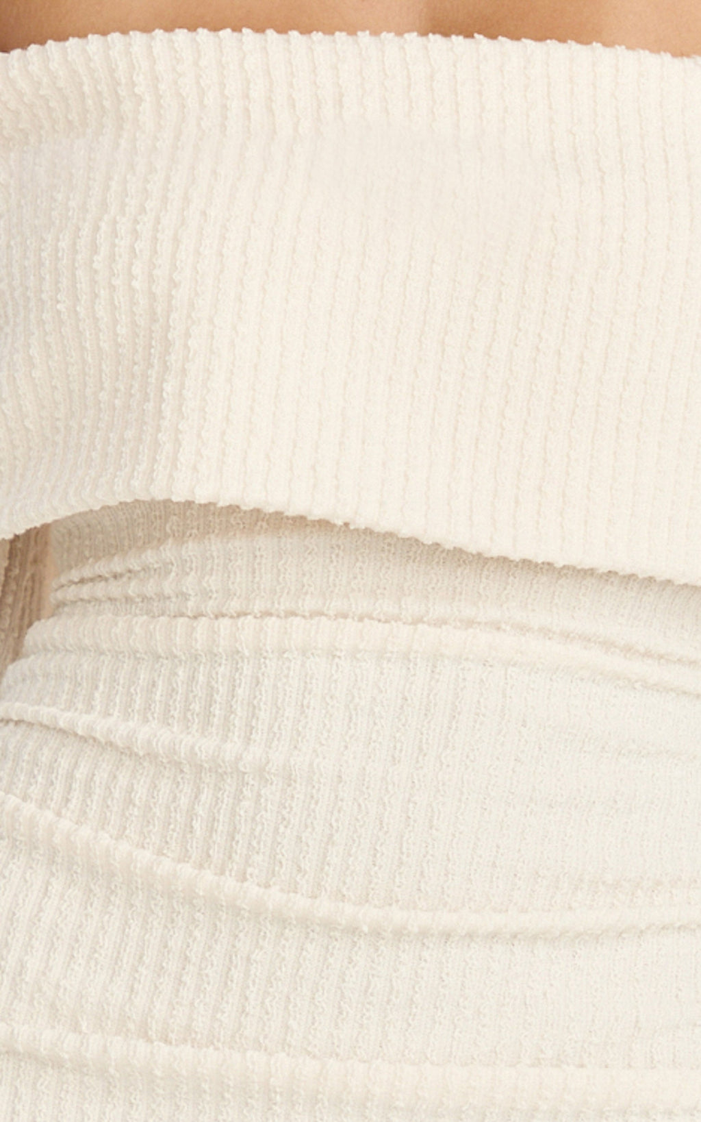 Maeve Mini Dress - Off Shoulder Long Sleeve Fit And Flare Mini Dress in Cream