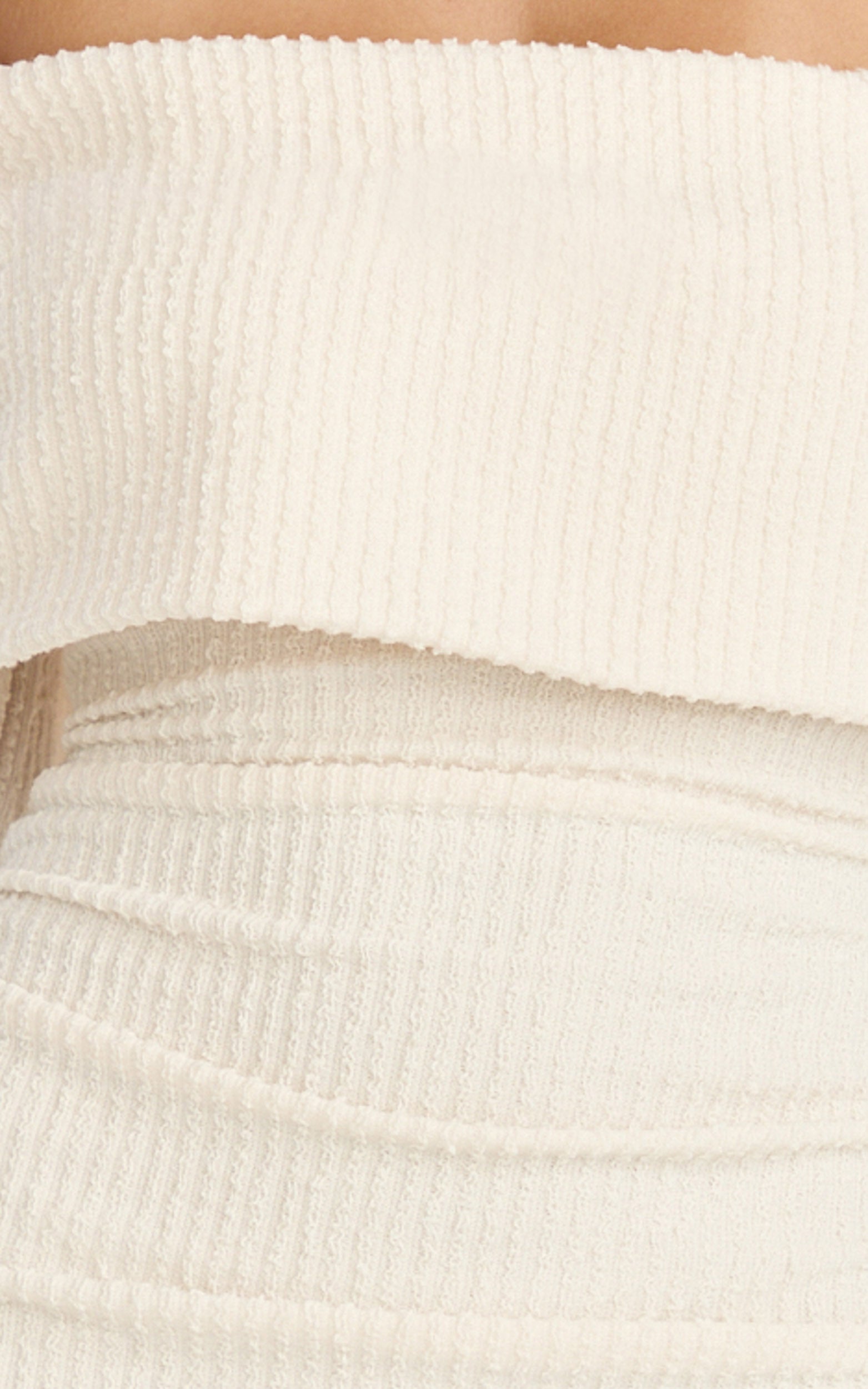 Maeve Mini Dress - Off Shoulder Long Sleeve Fit And Flare Mini Dress in Cream