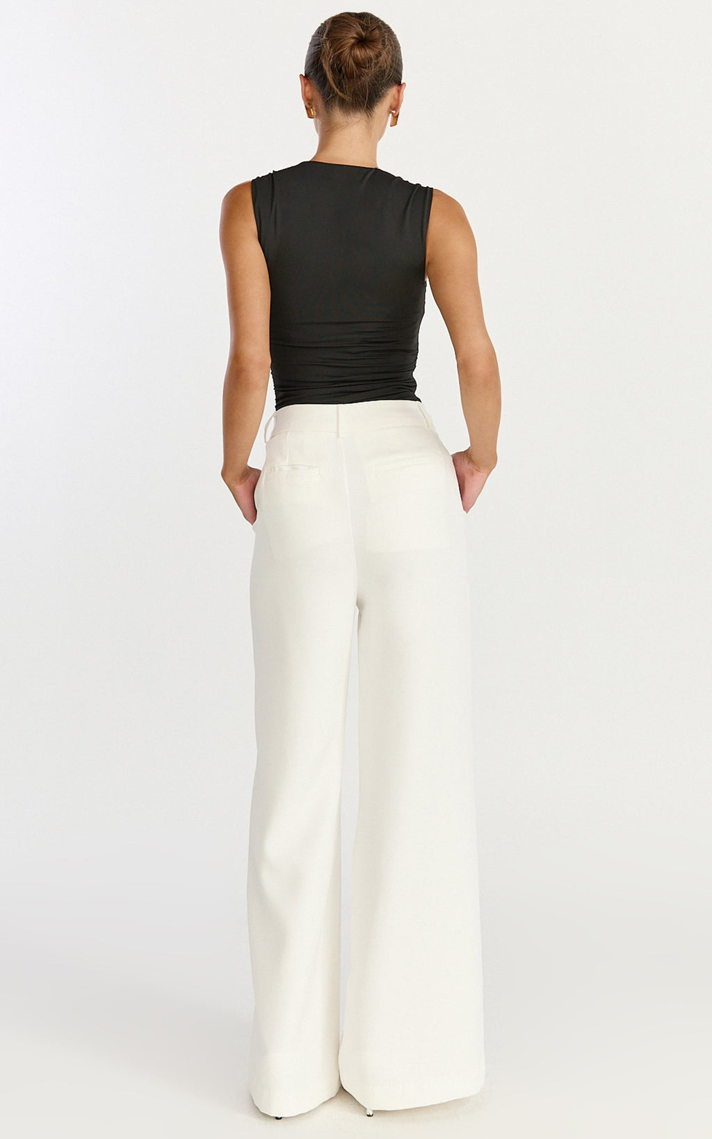 Seraphina Top - Square Neck Gathered Waist Top in Black