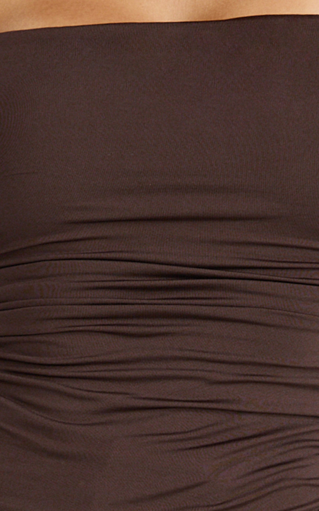 Seraphina Top - Long Sleeve Square Neck Gathered Waist Top in Chocolate