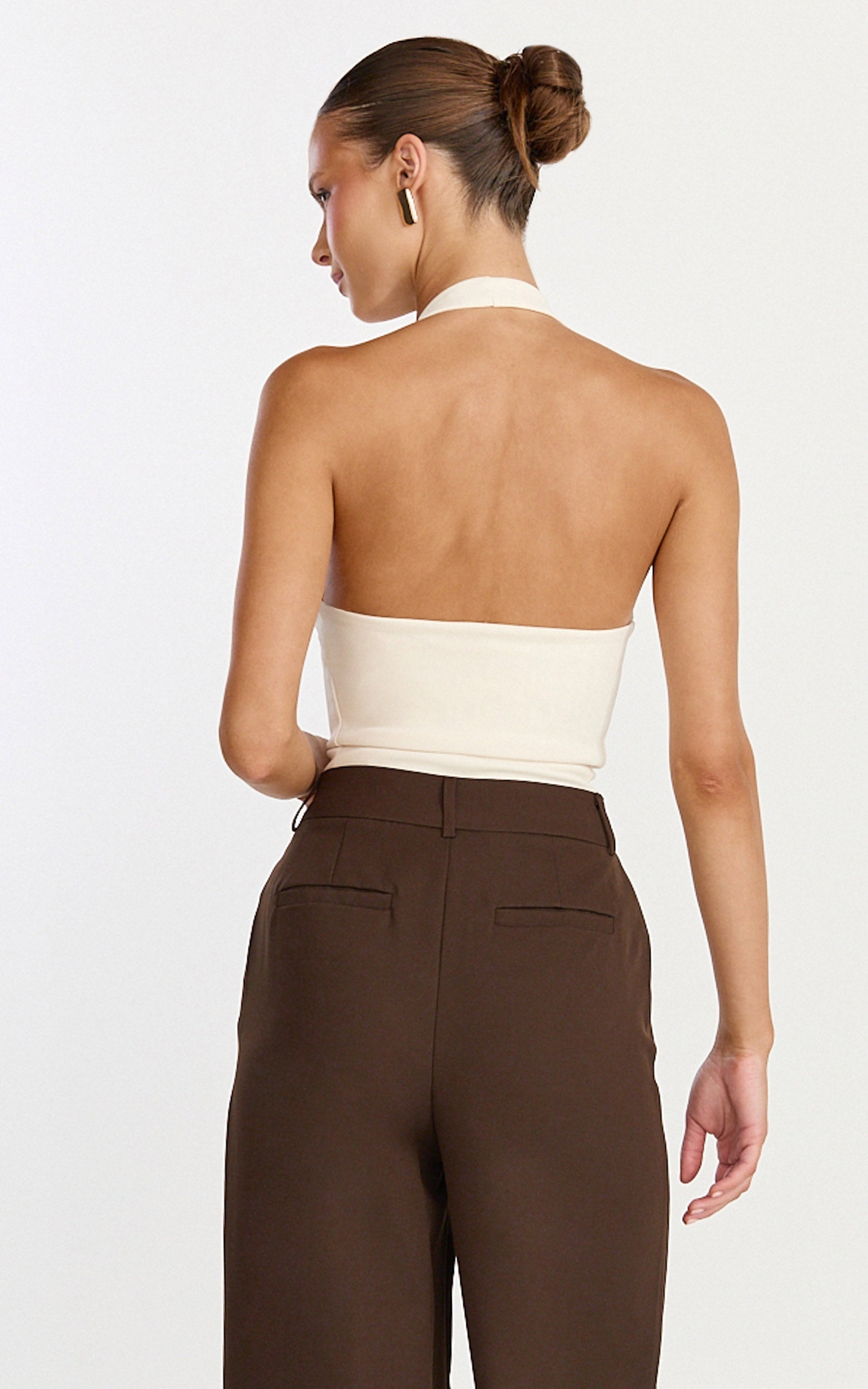 Rachel Top - Halter Fitted Top in Cream
