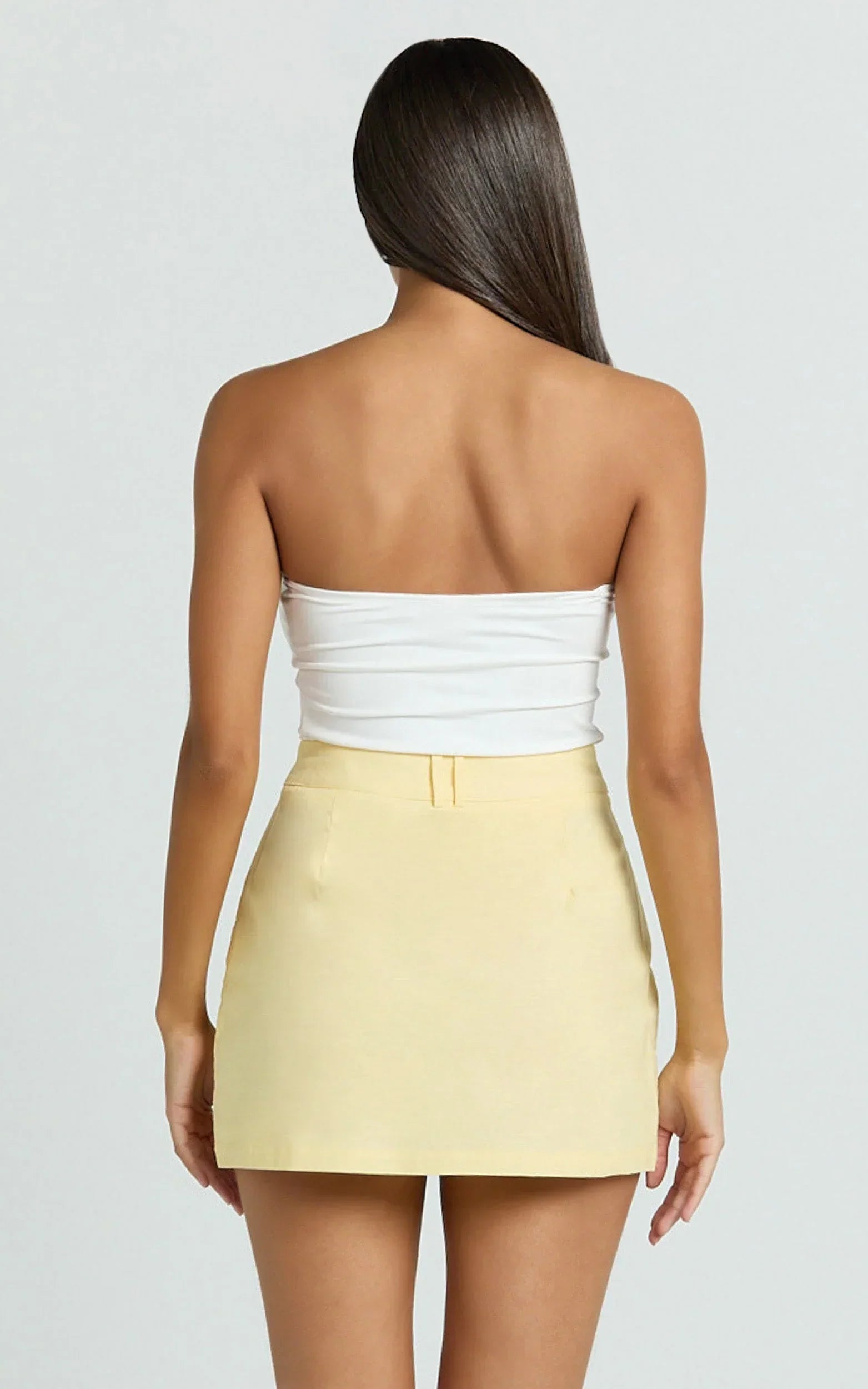 Dream Linen Blend Skort - High Waisted A Line Skort in Lemon