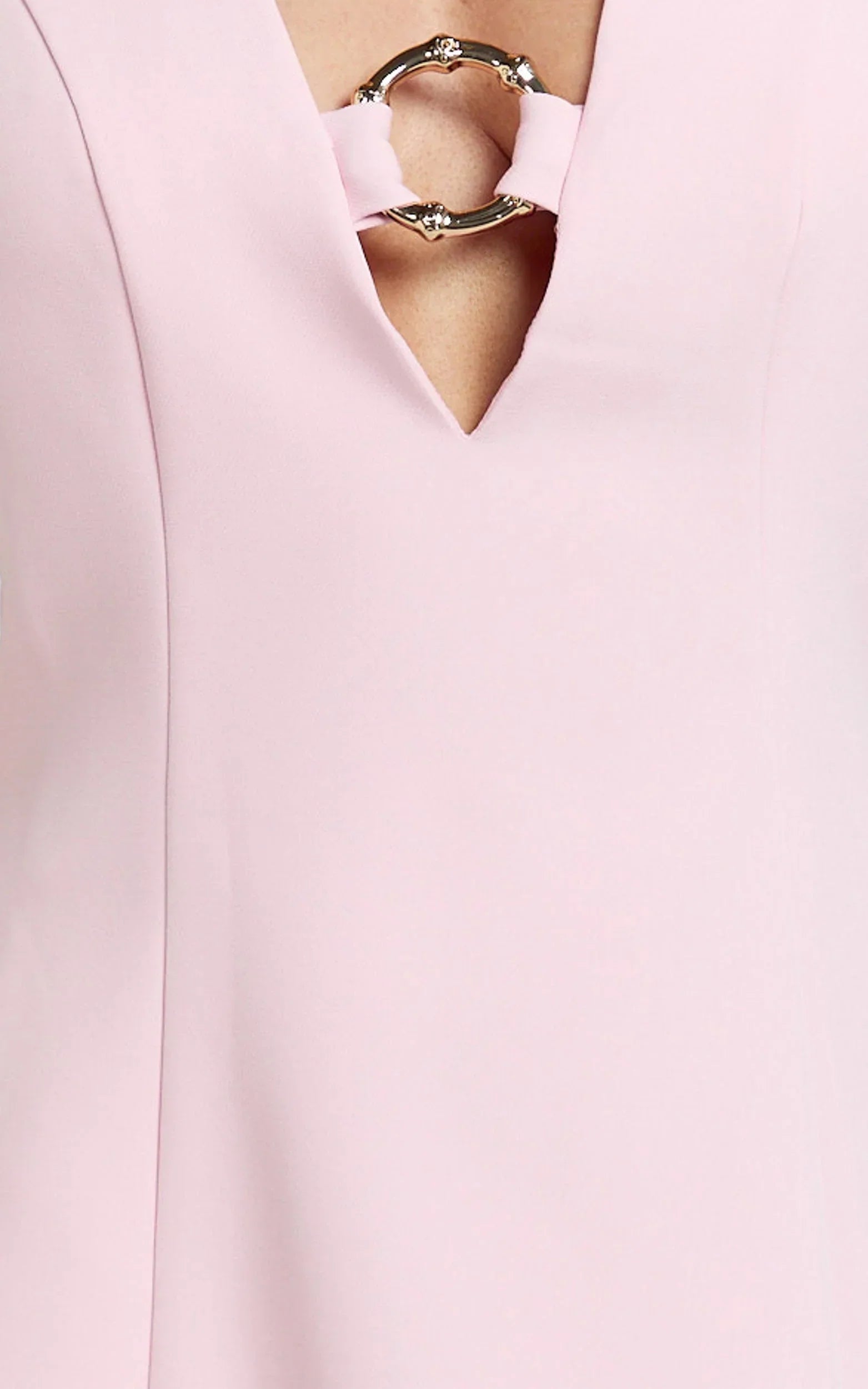 Ruby Mini Dress - O Ring Plunge Fit And Flare Dress in Pink